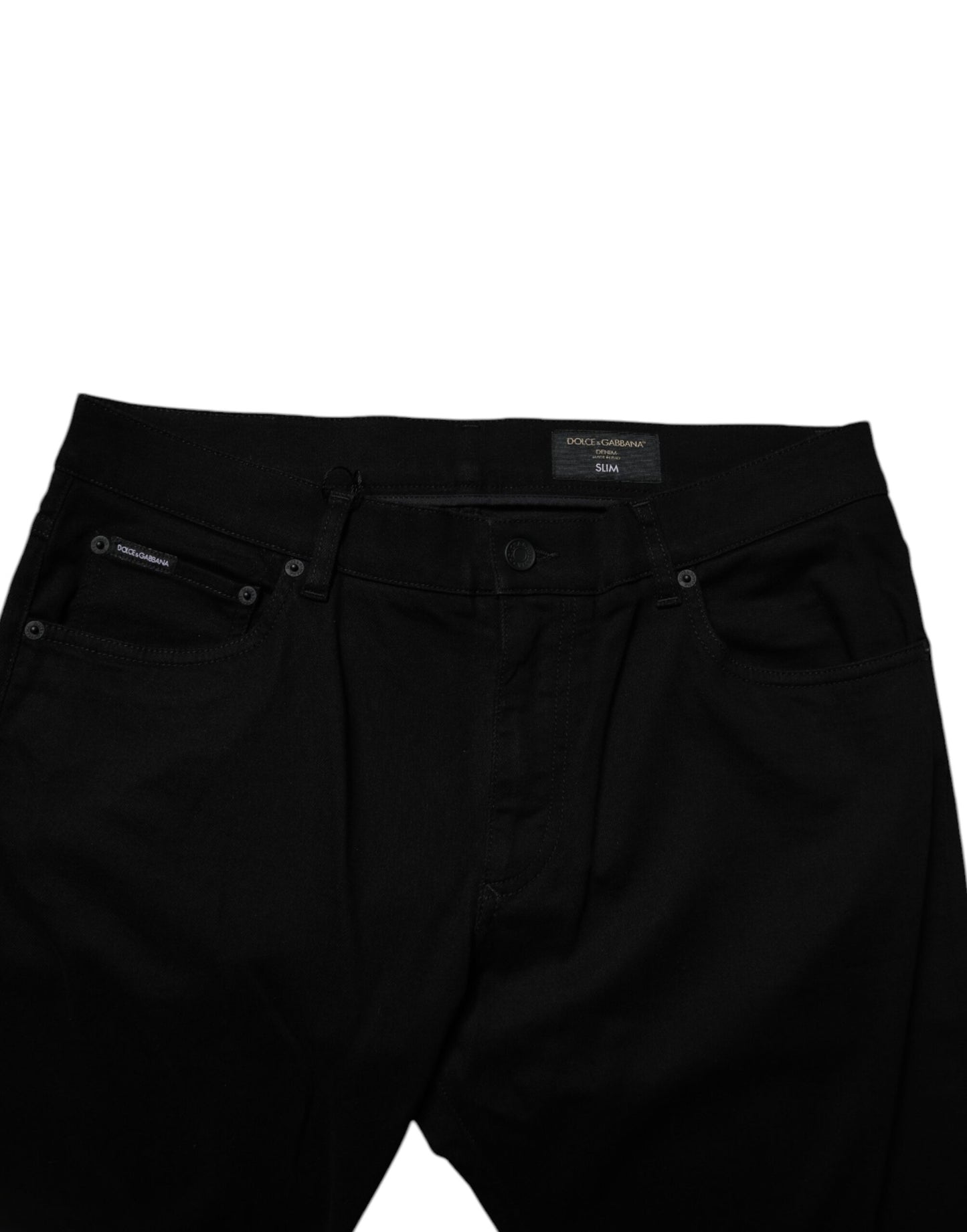 Vaqueros ajustados de algodón elástico negro Dolce & Gabbana para hombre
