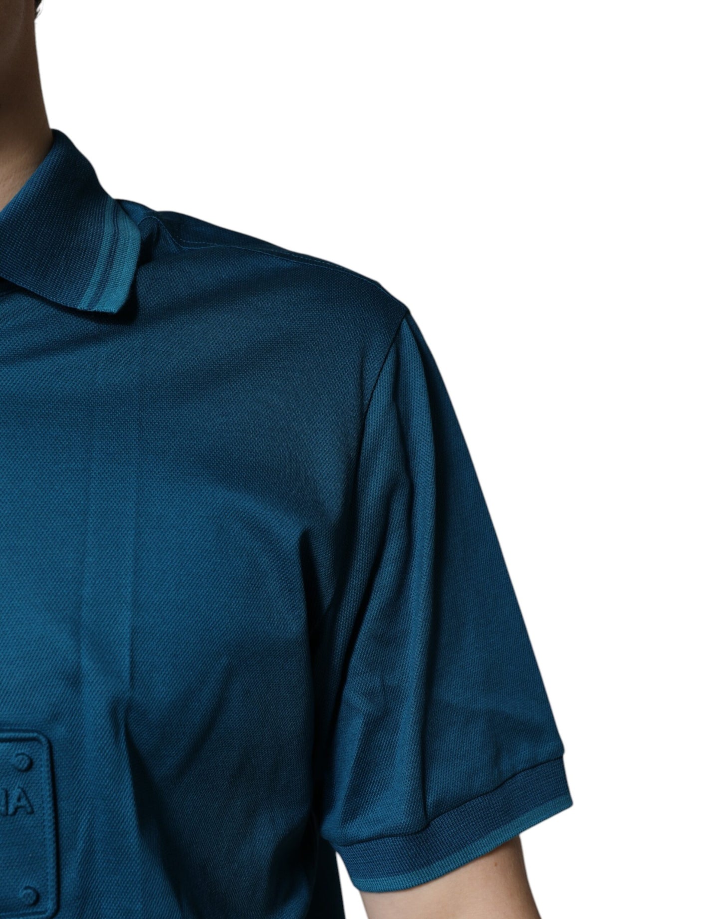 Polo de algodón con logotipo azul de Dolce & Gabbana para hombre