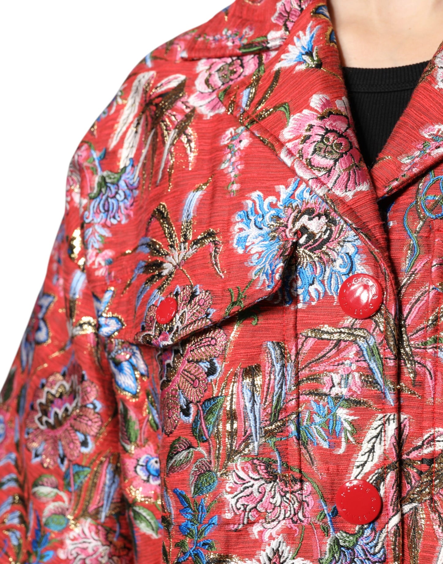Chaqueta Dolce & Gabbana con botones en jacquard floral rojo