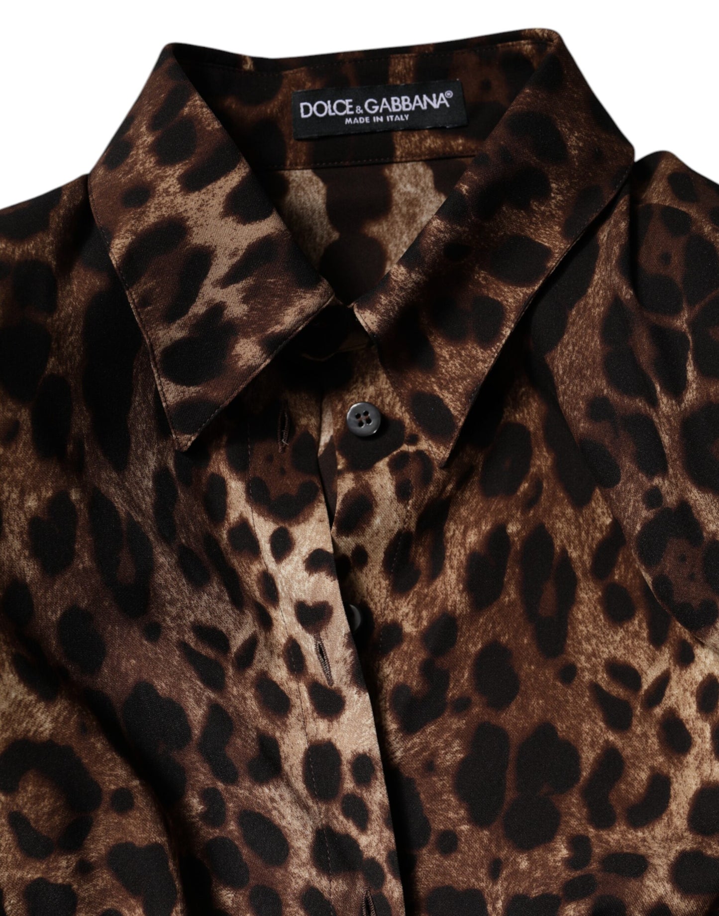 Chaqueta Dolce & Gabbana con botones de seda y estampado de leopardo marrón