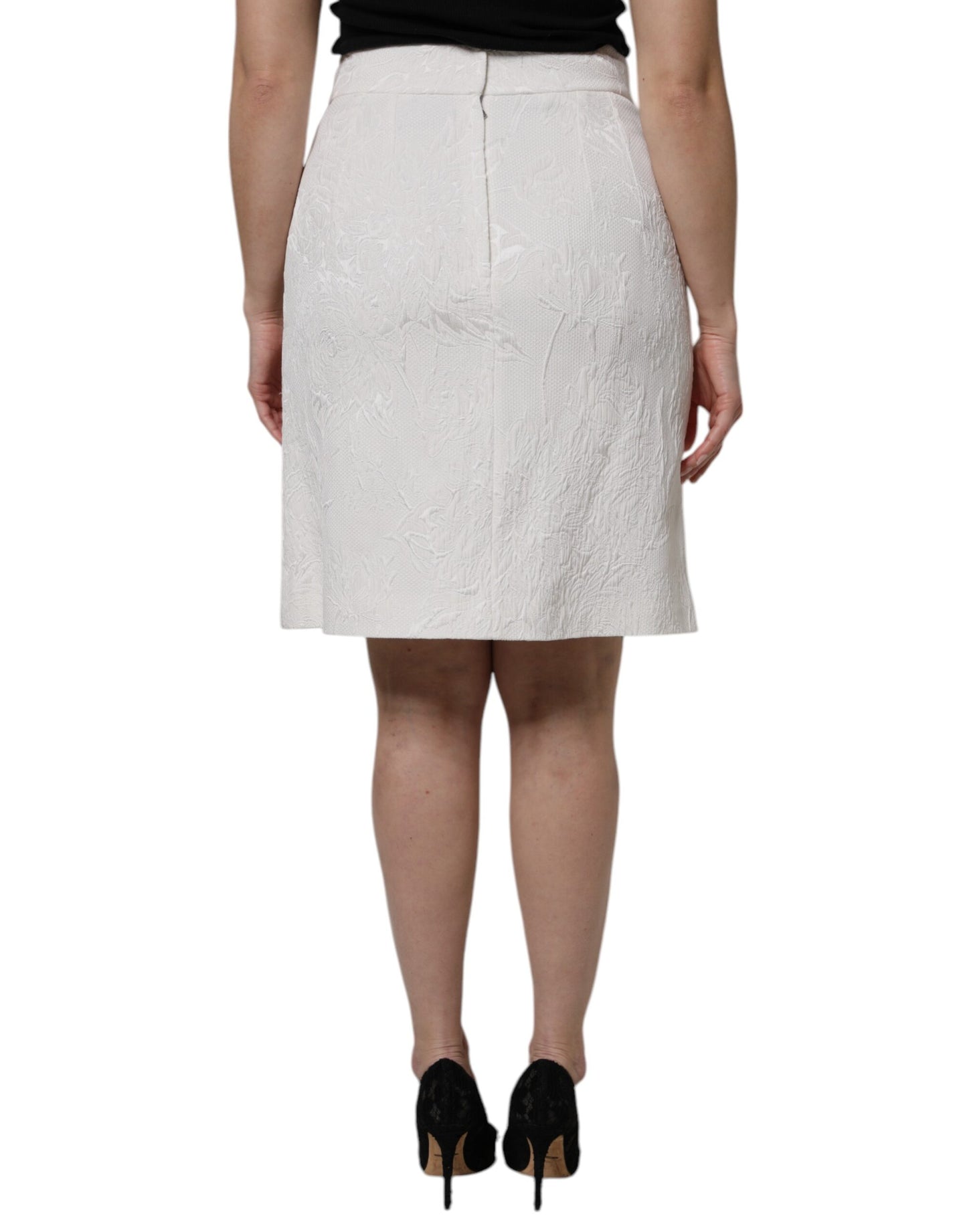 Falda tubo blanca de cintura alta hasta la rodilla de Dolce & Gabbana