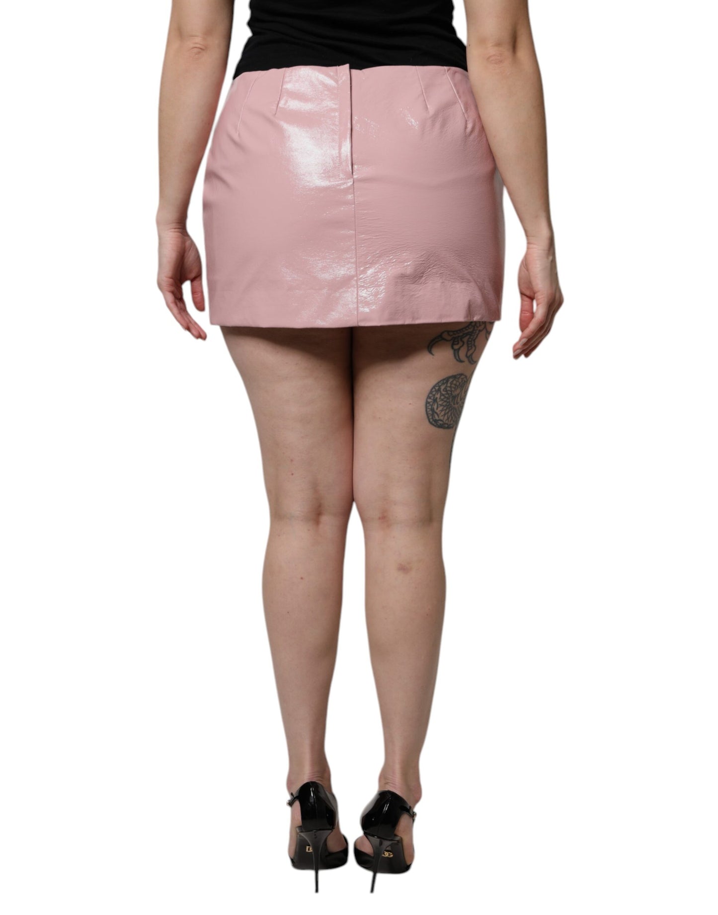 Dolce & Gabbana Minifalda de cintura alta de algodón rosa brillante