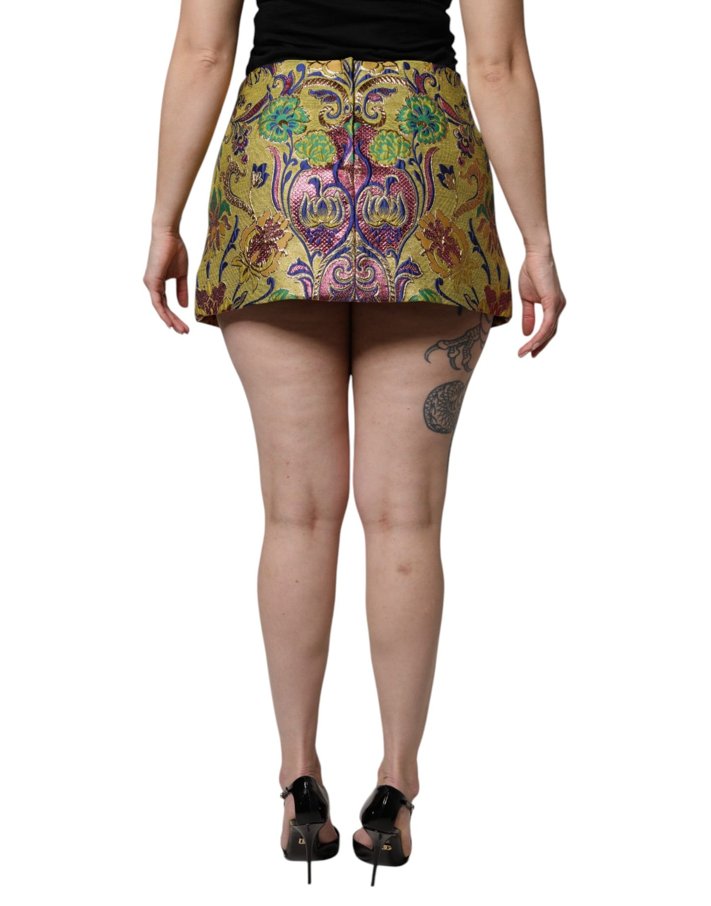 Minifalda de cintura media con estampado floral multicolor de Dolce & Gabbana
