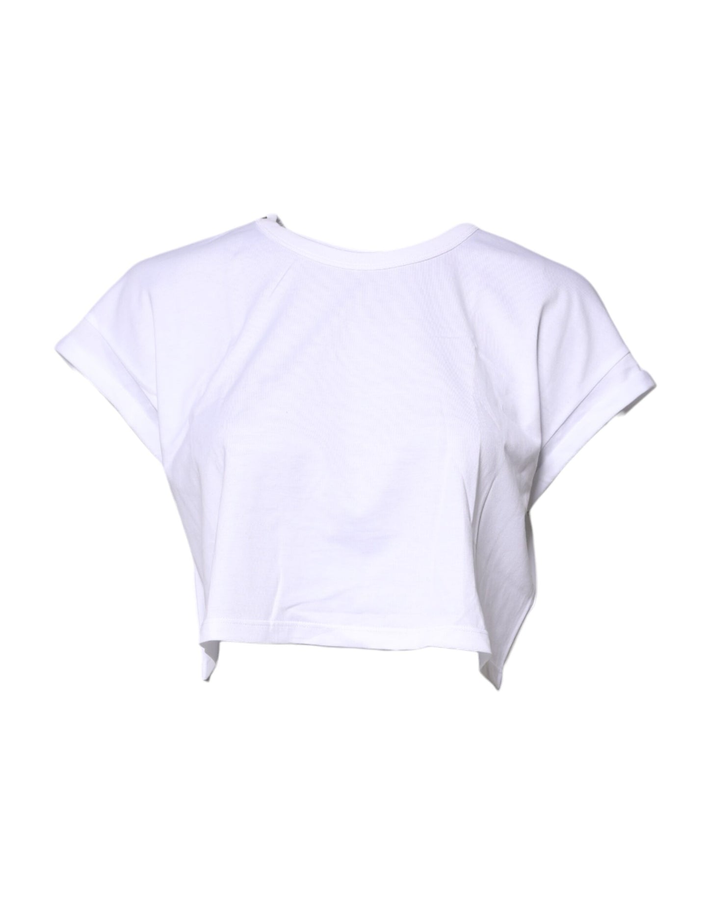 Camiseta corta de cuello redondo de algodón blanco de Dolce & Gabbana