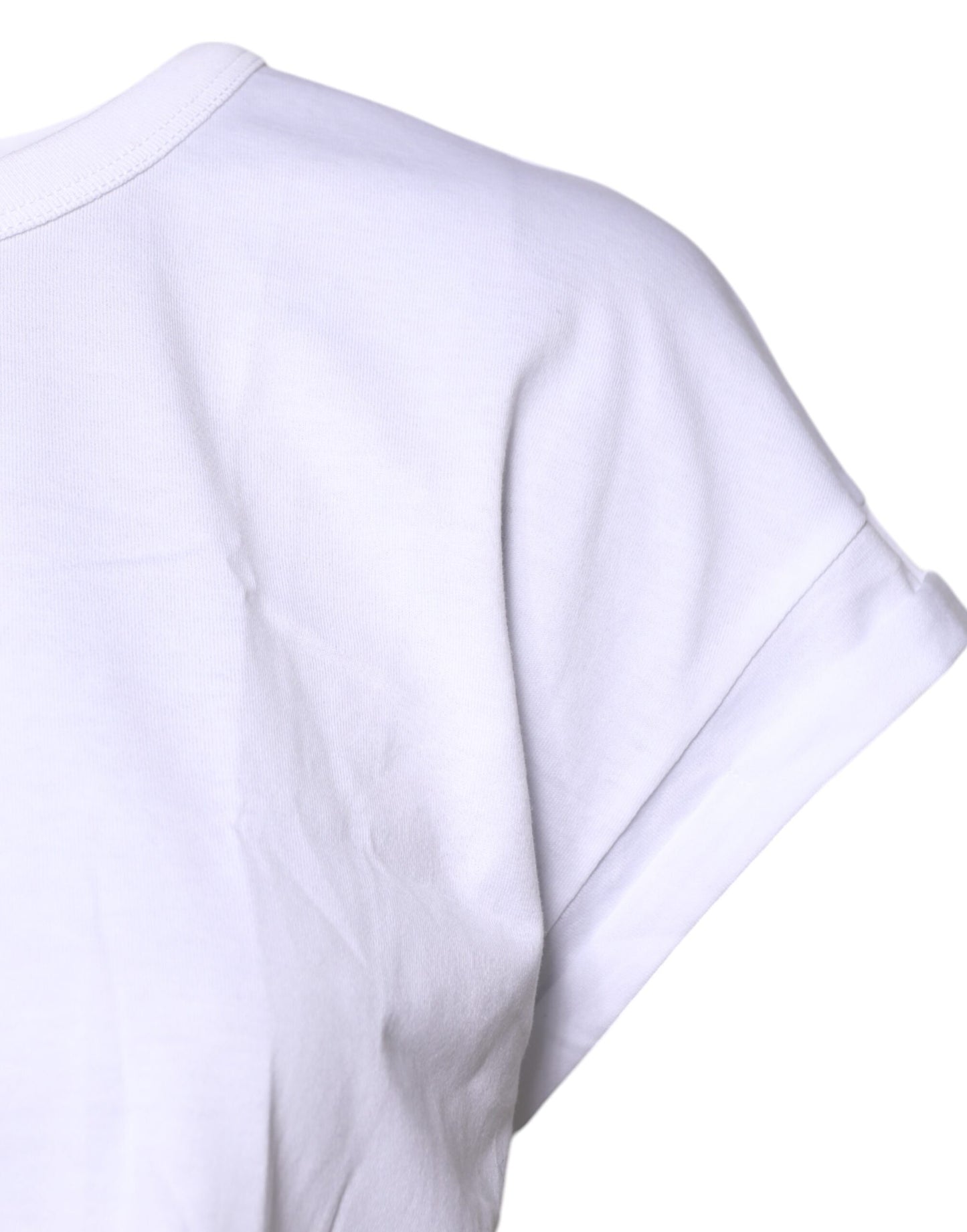 Camiseta corta de cuello redondo de algodón blanco de Dolce & Gabbana
