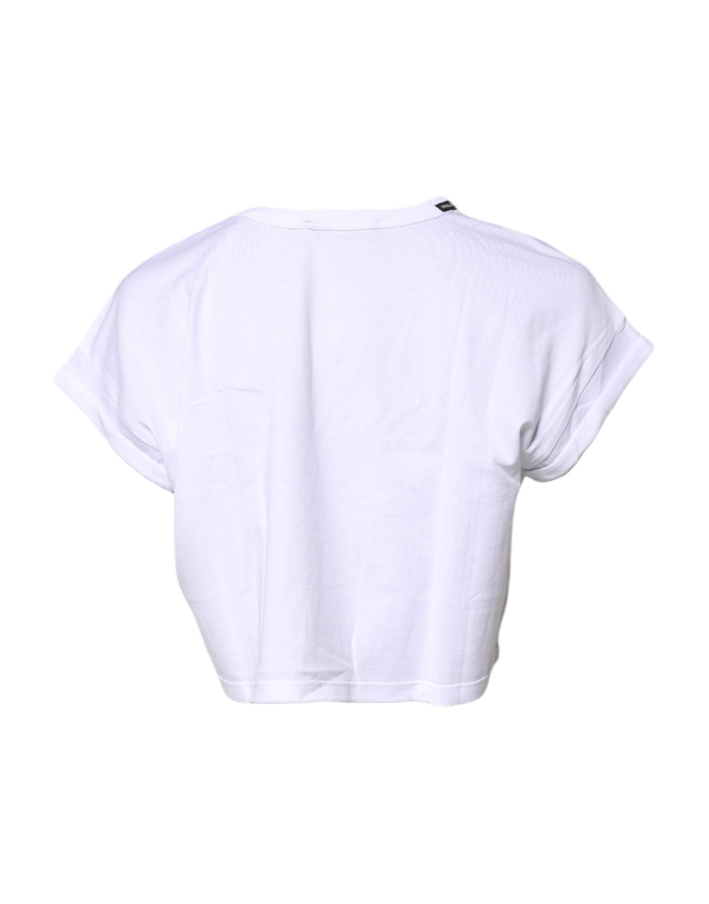 Camiseta corta de cuello redondo de algodón blanco de Dolce & Gabbana