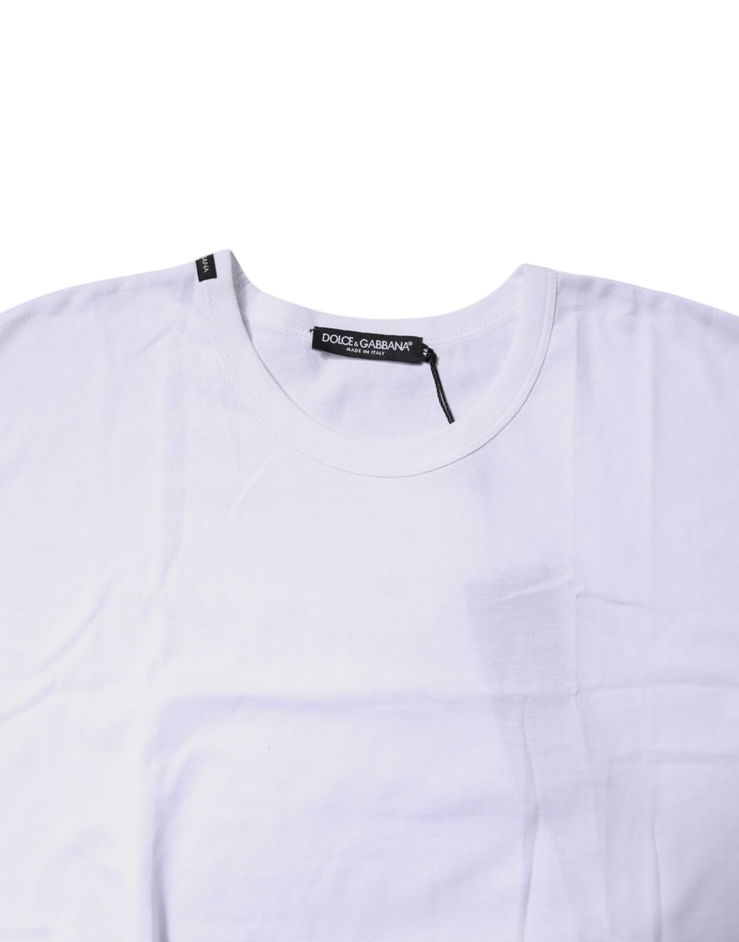 Camiseta corta de cuello redondo de algodón blanco de Dolce & Gabbana