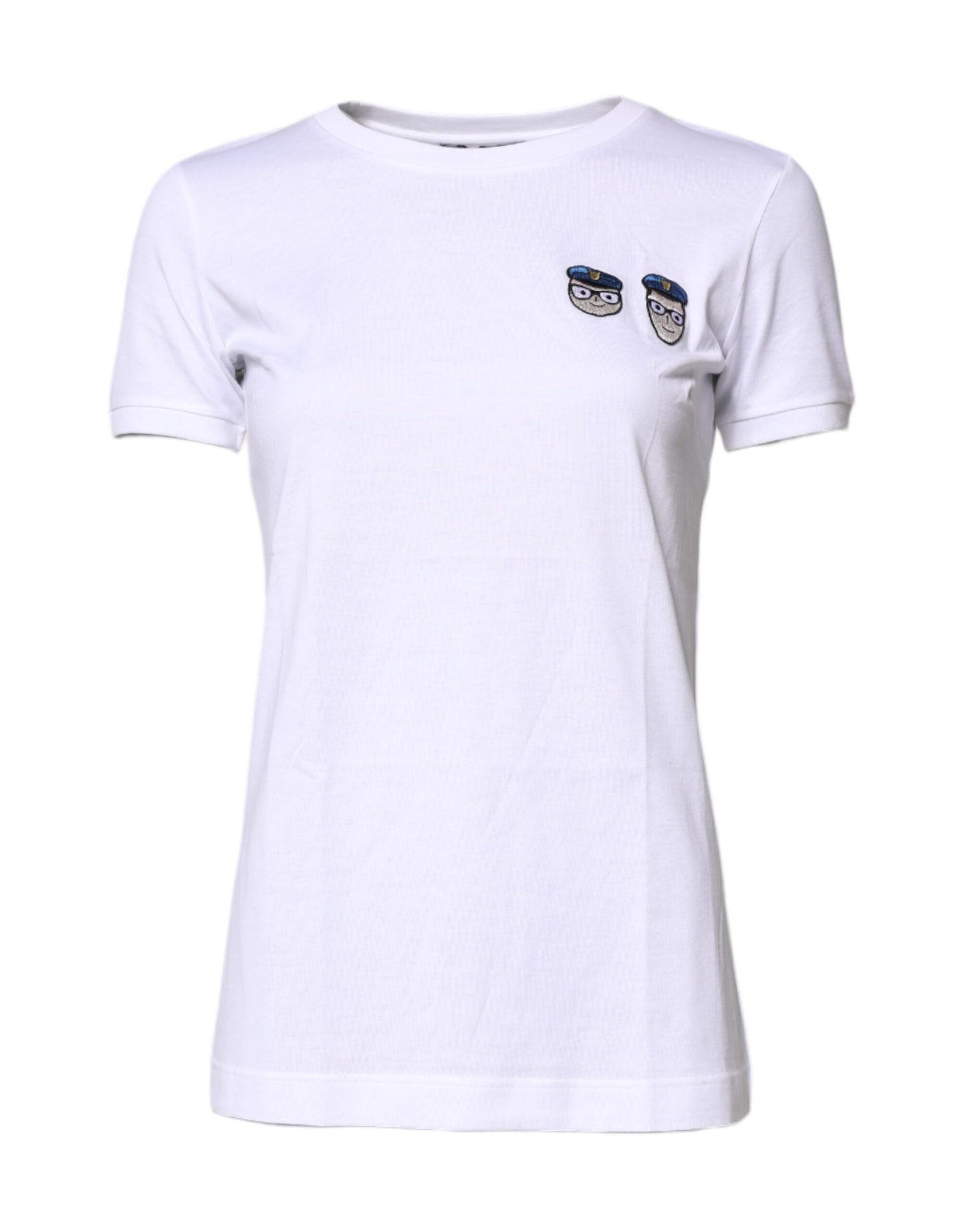 Camiseta blanca de algodón con cuello redondo #DGFamily de Dolce & Gabbana