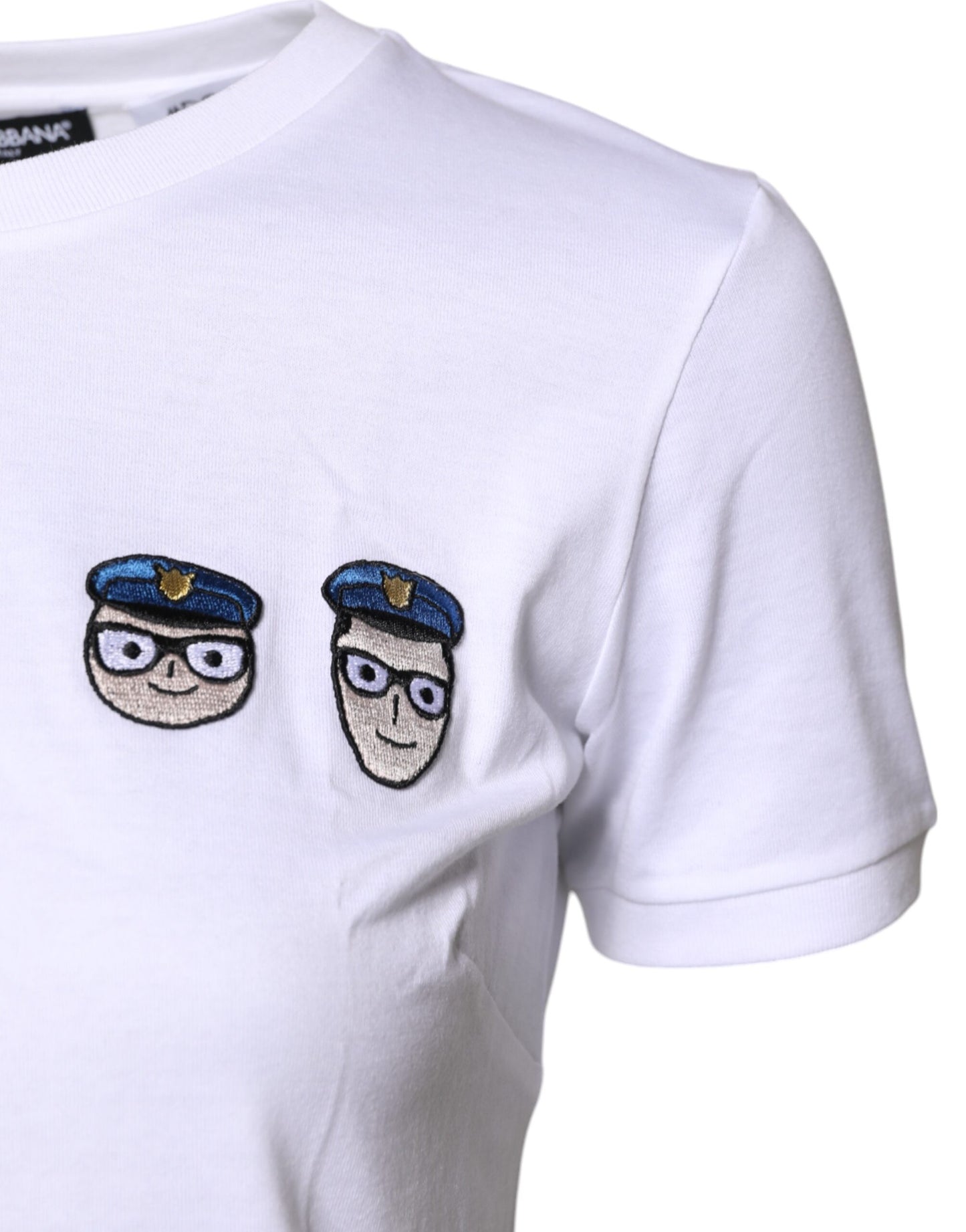 Camiseta blanca de algodón con cuello redondo #DGFamily de Dolce & Gabbana