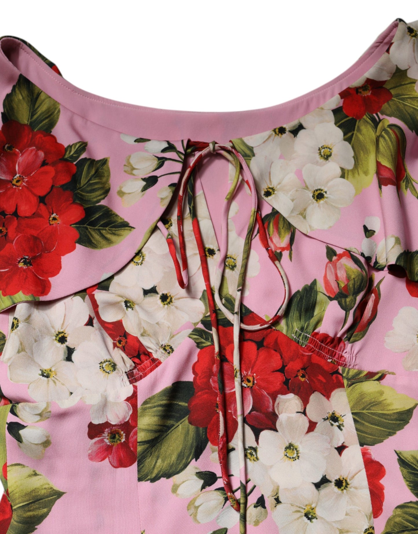 Blusa de manga corta de seda con estampado floral rosa de Dolce & Gabbana