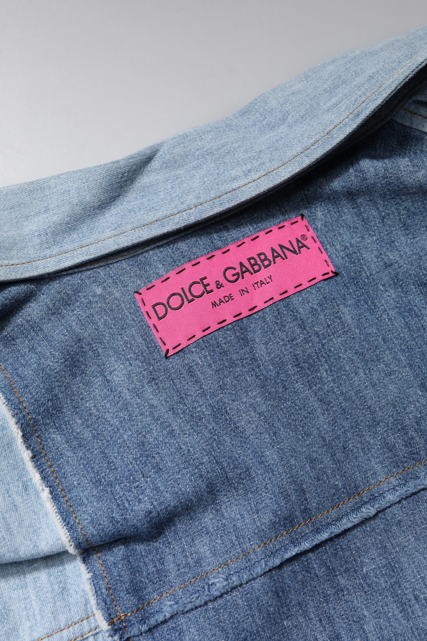 Top de manga larga con cuello abotonado de algodón azul de Dolce & Gabbana