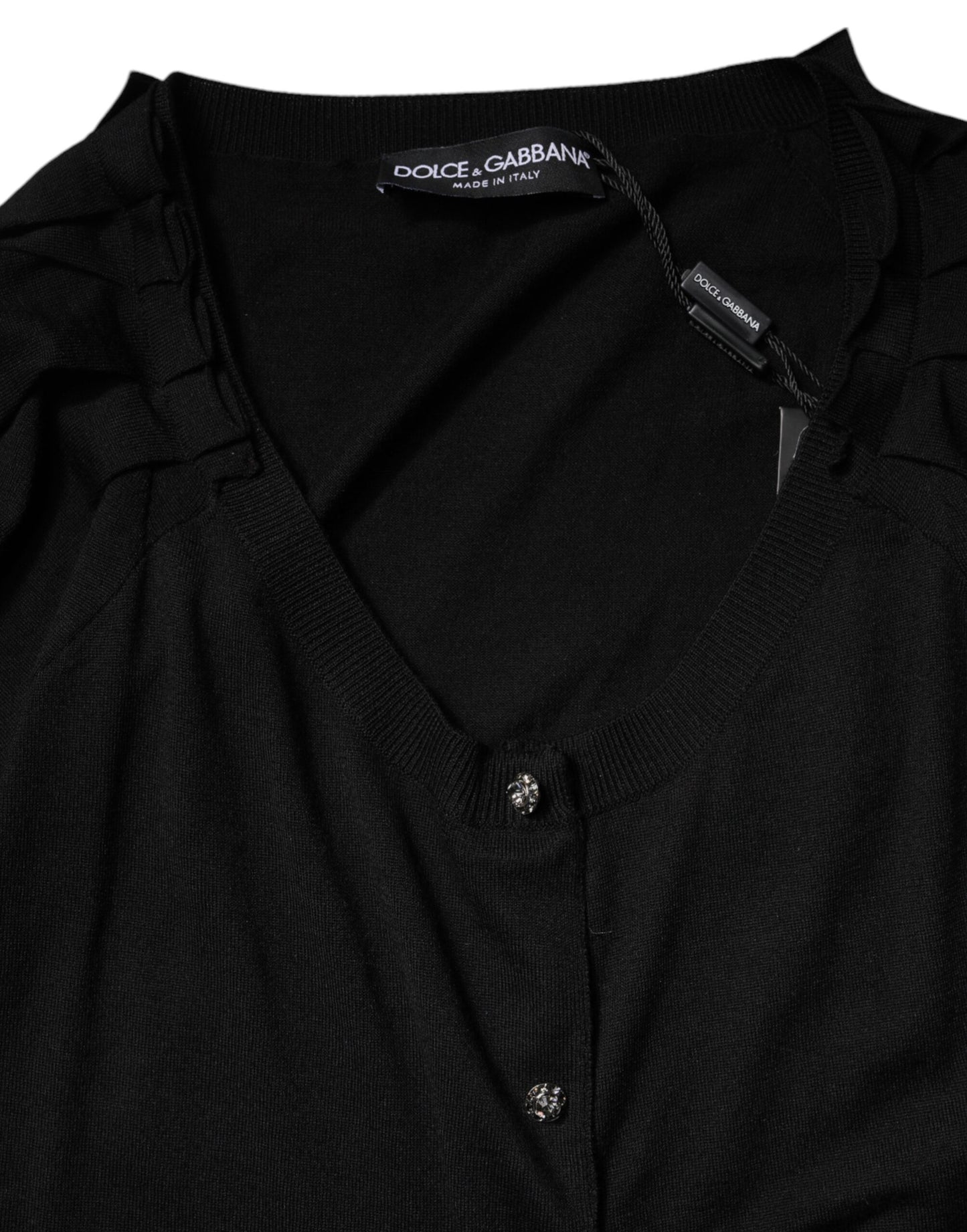 Blusa negra de manga corta con botones de Dolce & Gabbana