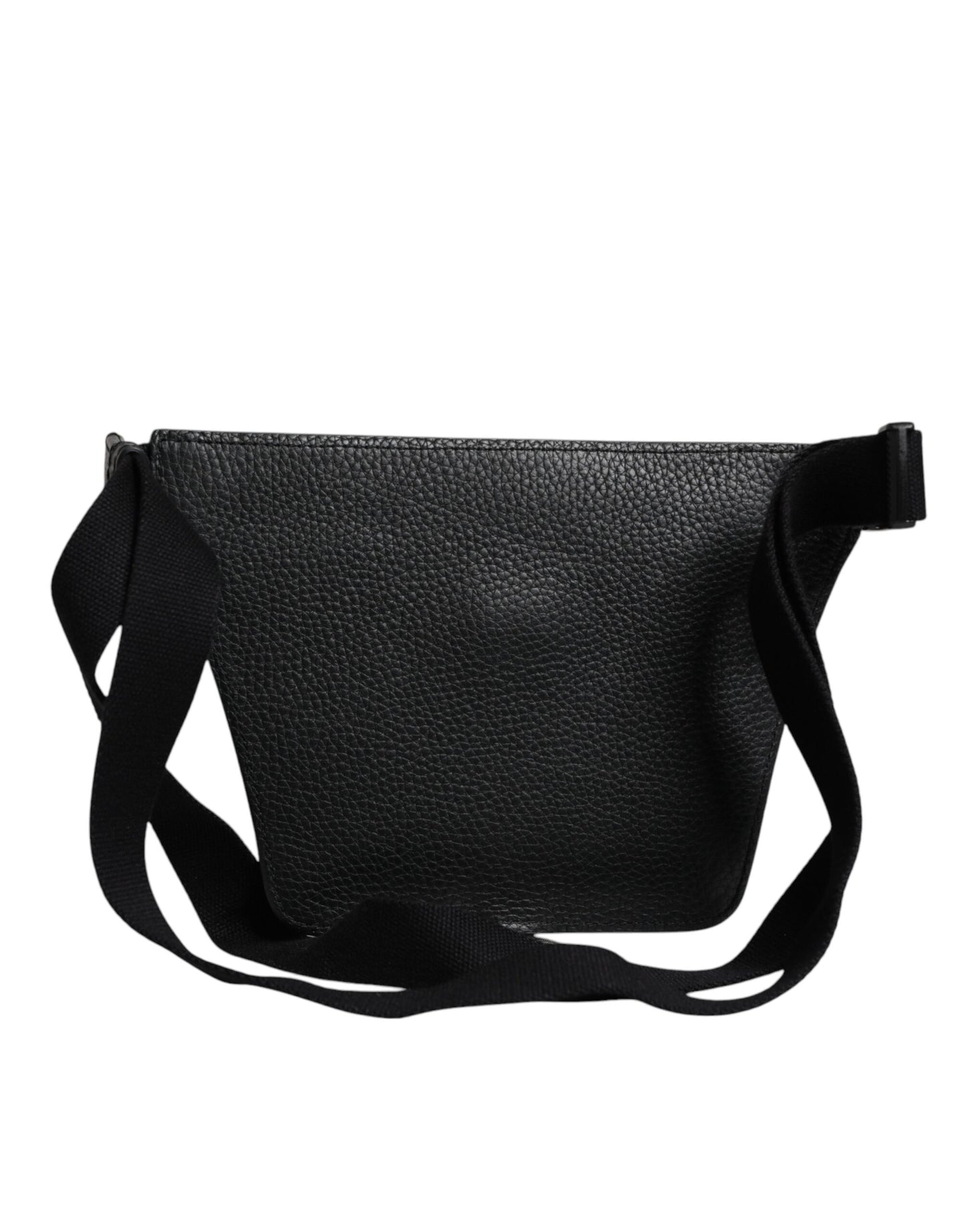 Riñonera Dolce & Gabbana de piel de becerro negra con placa del logotipo para hombre