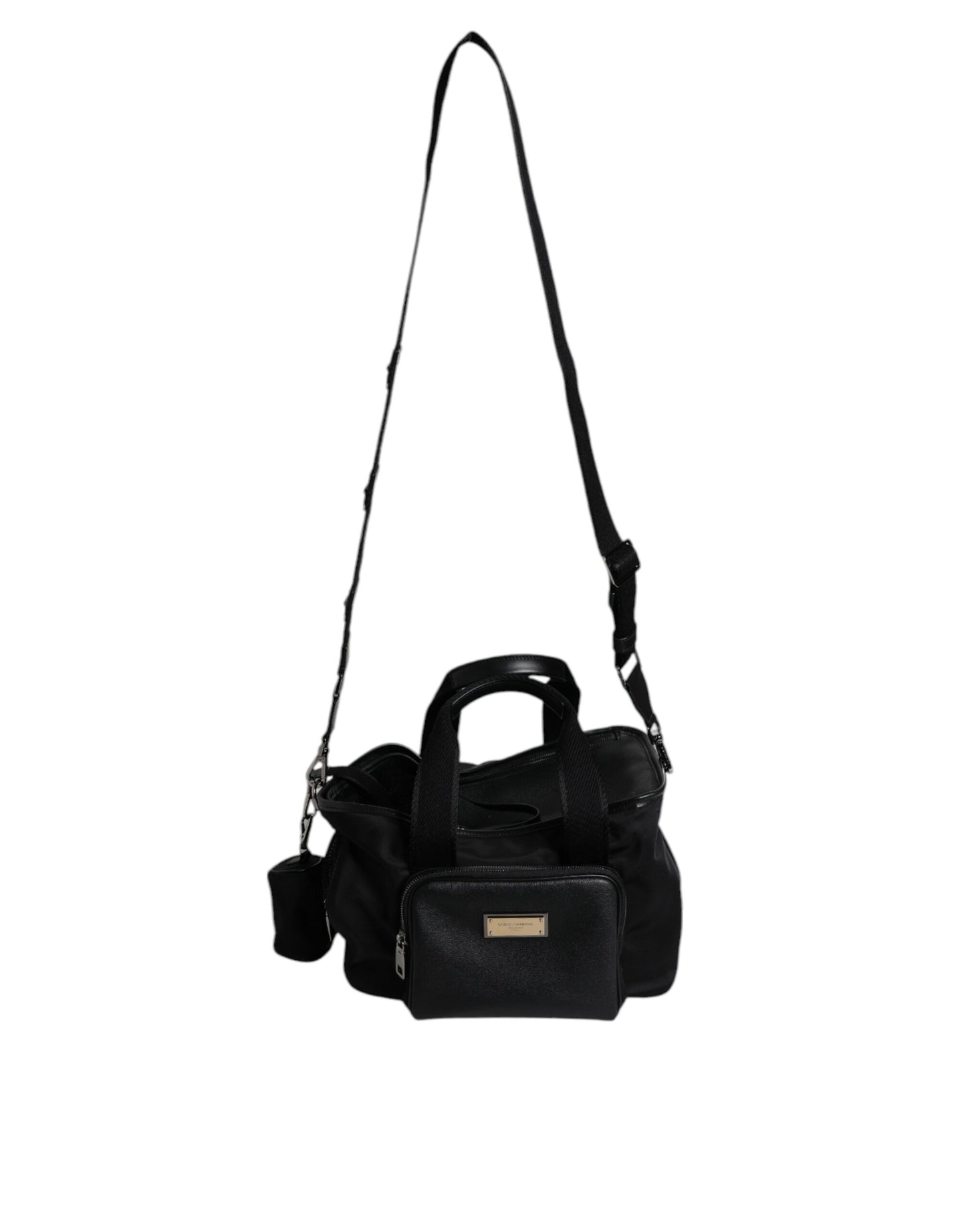 Bolso Dolce & Gabbana con correa de hombro negra y placa con el logotipo para mascotas