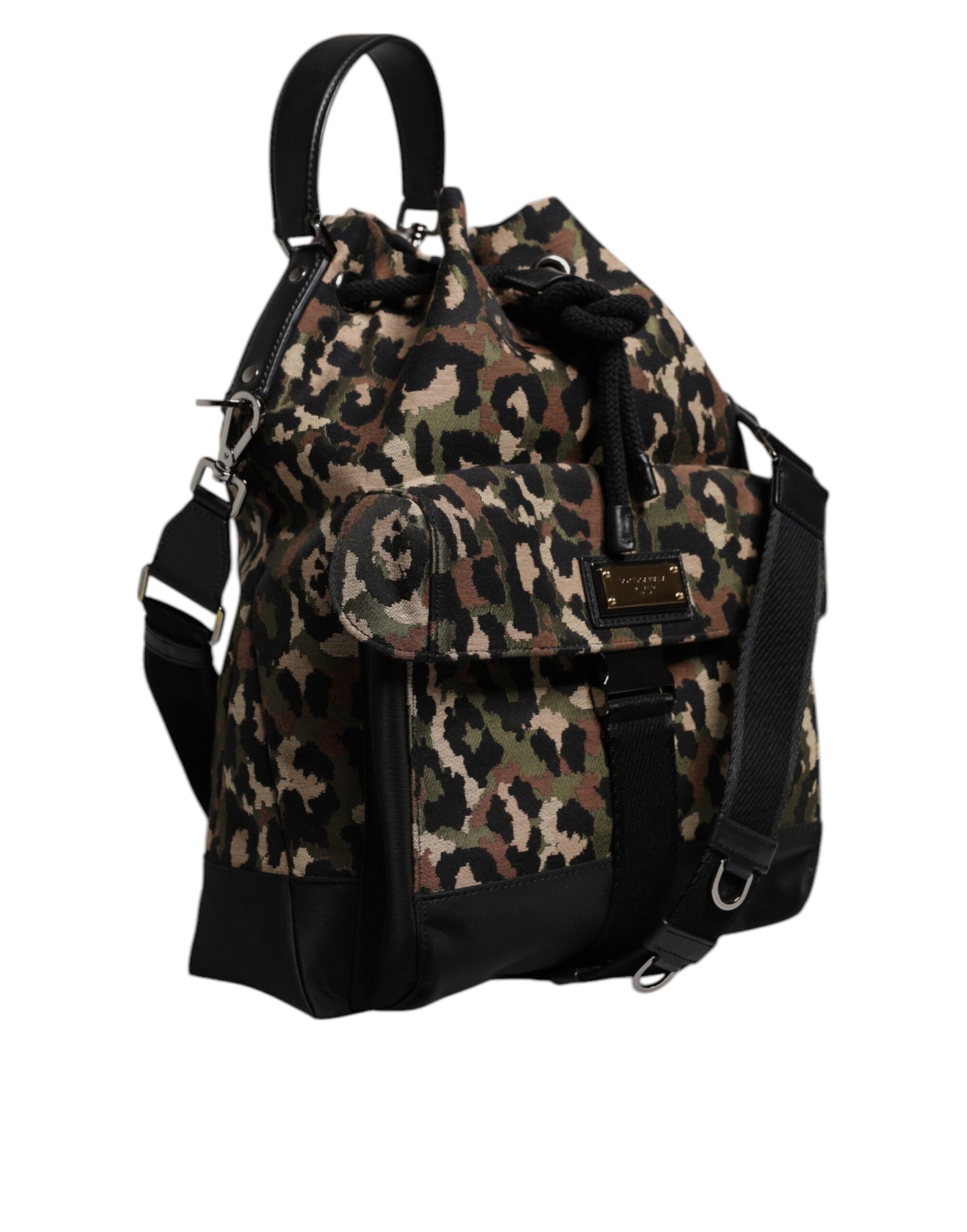 Bolso bandolera tipo cubo de algodón con estampado de leopardo multicolor de Dolce & Gabbana