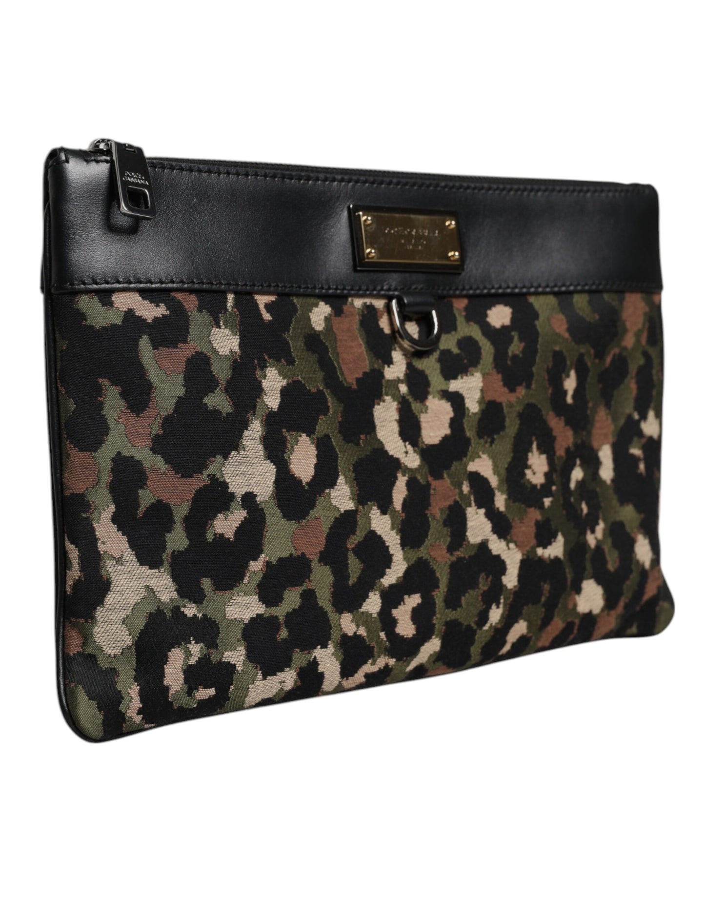 Bolso Dolce & Gabbana con placa del logotipo y estampado de leopardo en jacquard multicolor