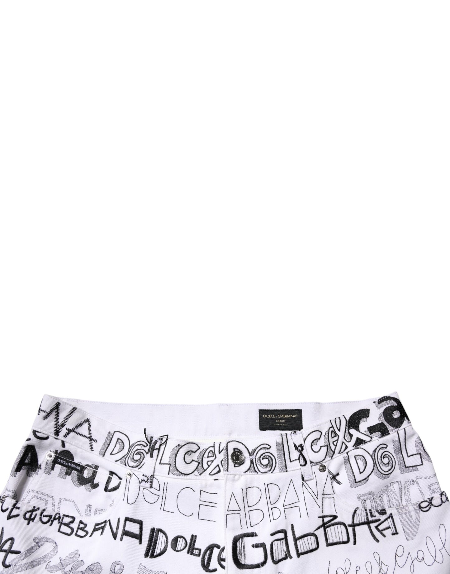 Vaqueros rectos con estampado de logotipo blanco de Dolce & Gabbana para hombre