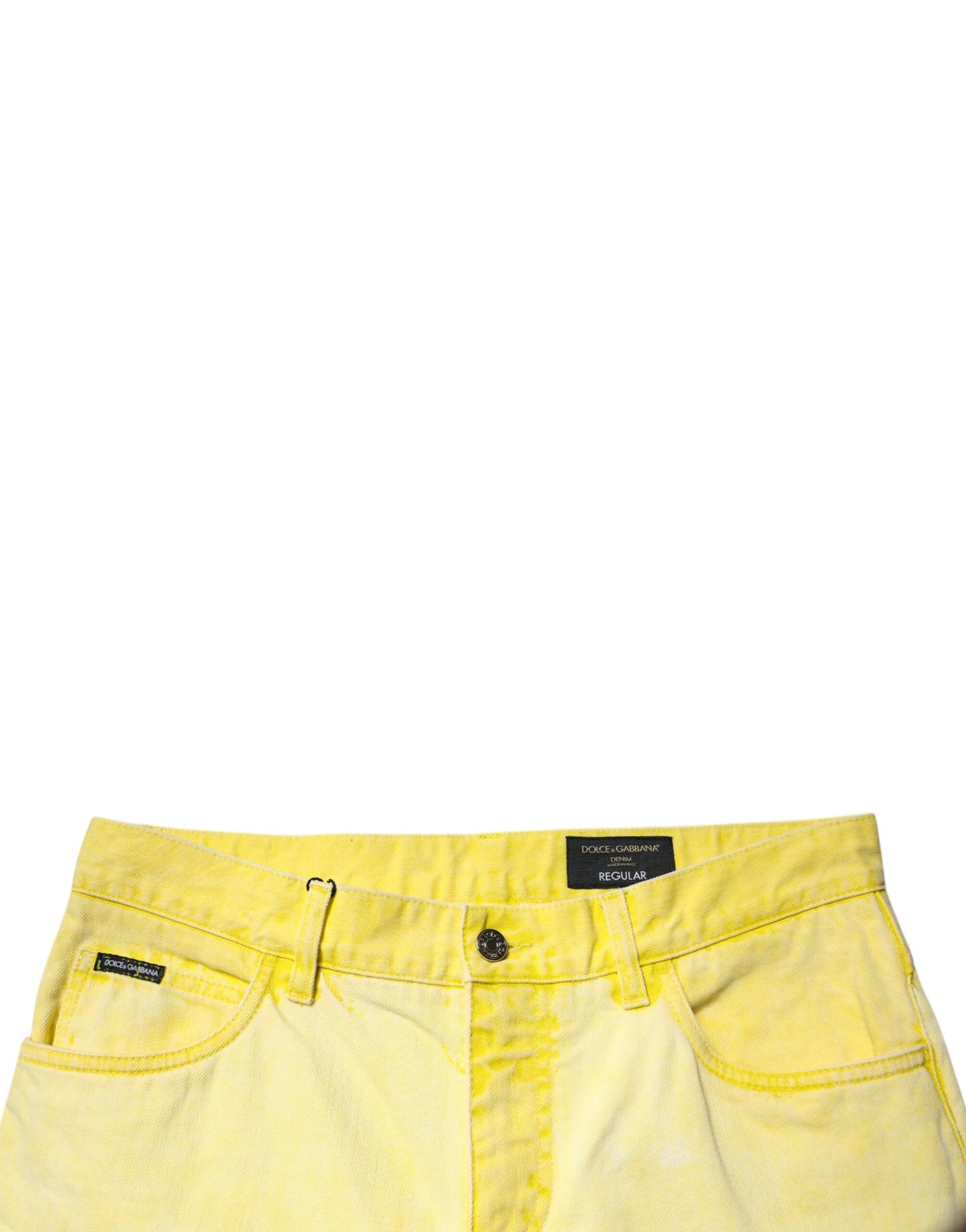Vaqueros ajustados elásticos de algodón amarillo Dolce & Gabbana para hombre