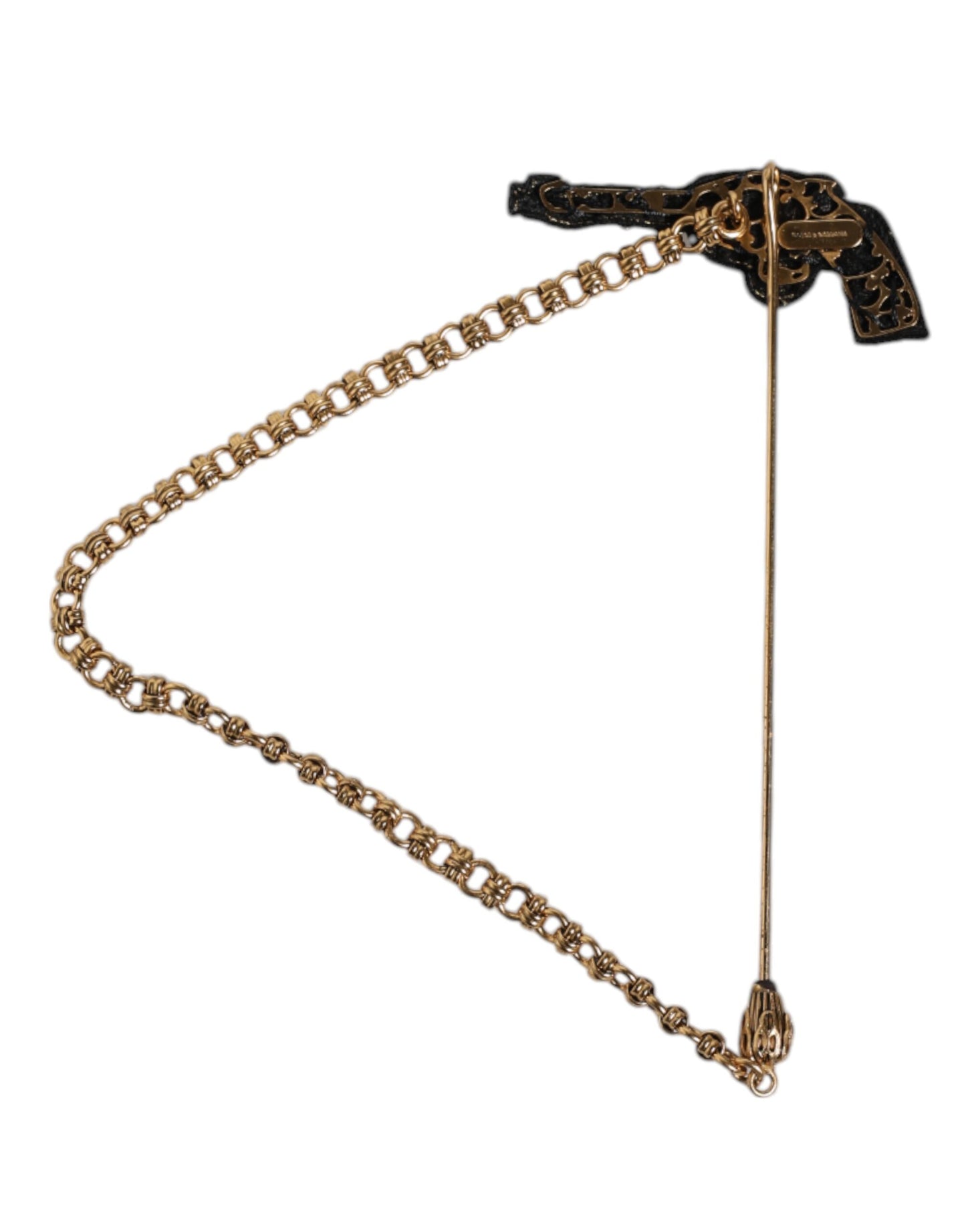 Broche de solapa con forma de revólver de latón, cobre y oro negro de Dolce & Gabbana