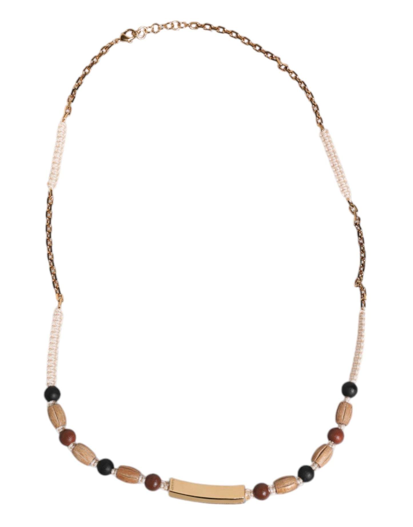 Collar con colgante de logotipo de cuentas de madera en oro negro de Dolce & Gabbana
