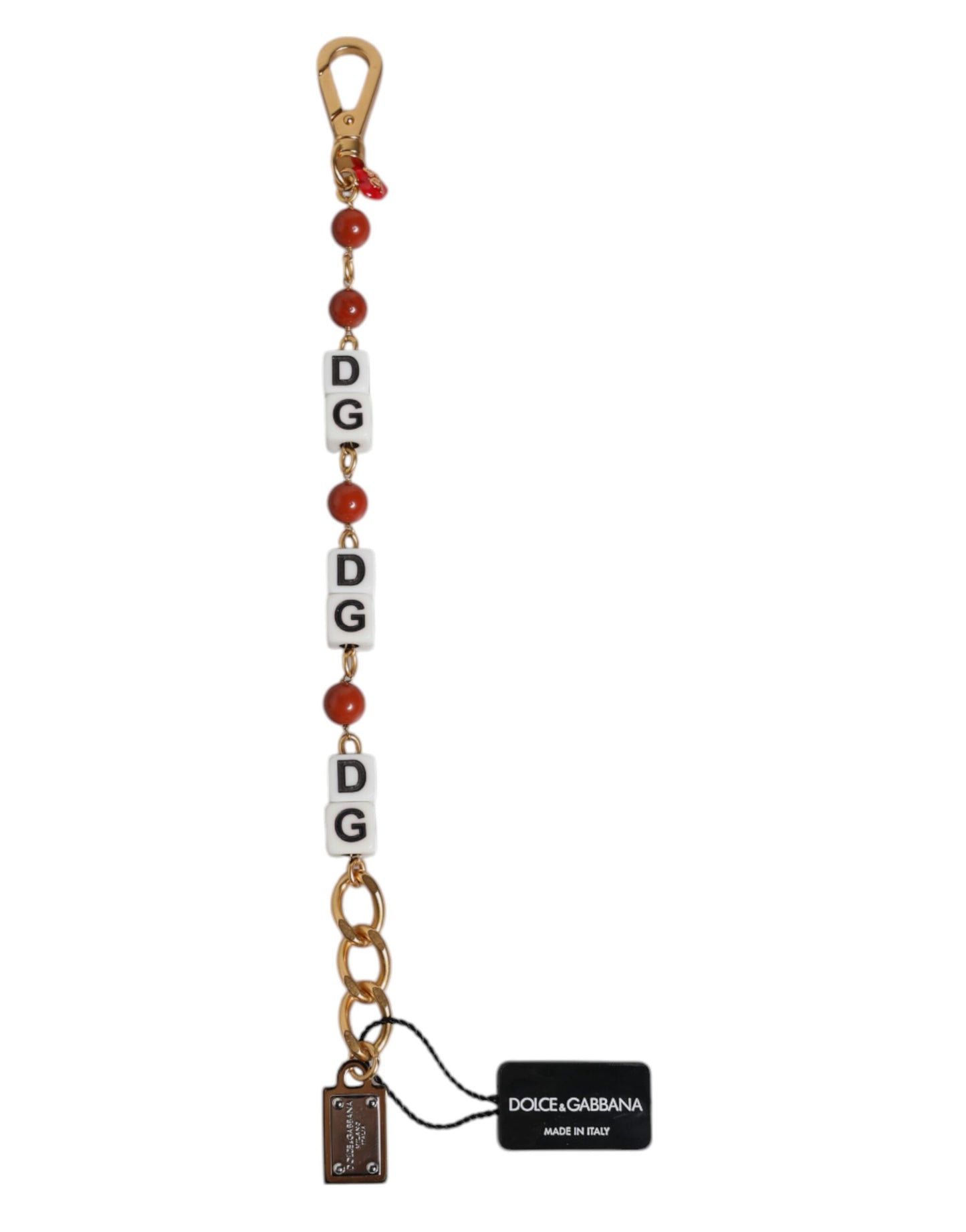 Pulsera Dolce & Gabbana con cadena de latón dorado multicolor y logotipo de DG Dice