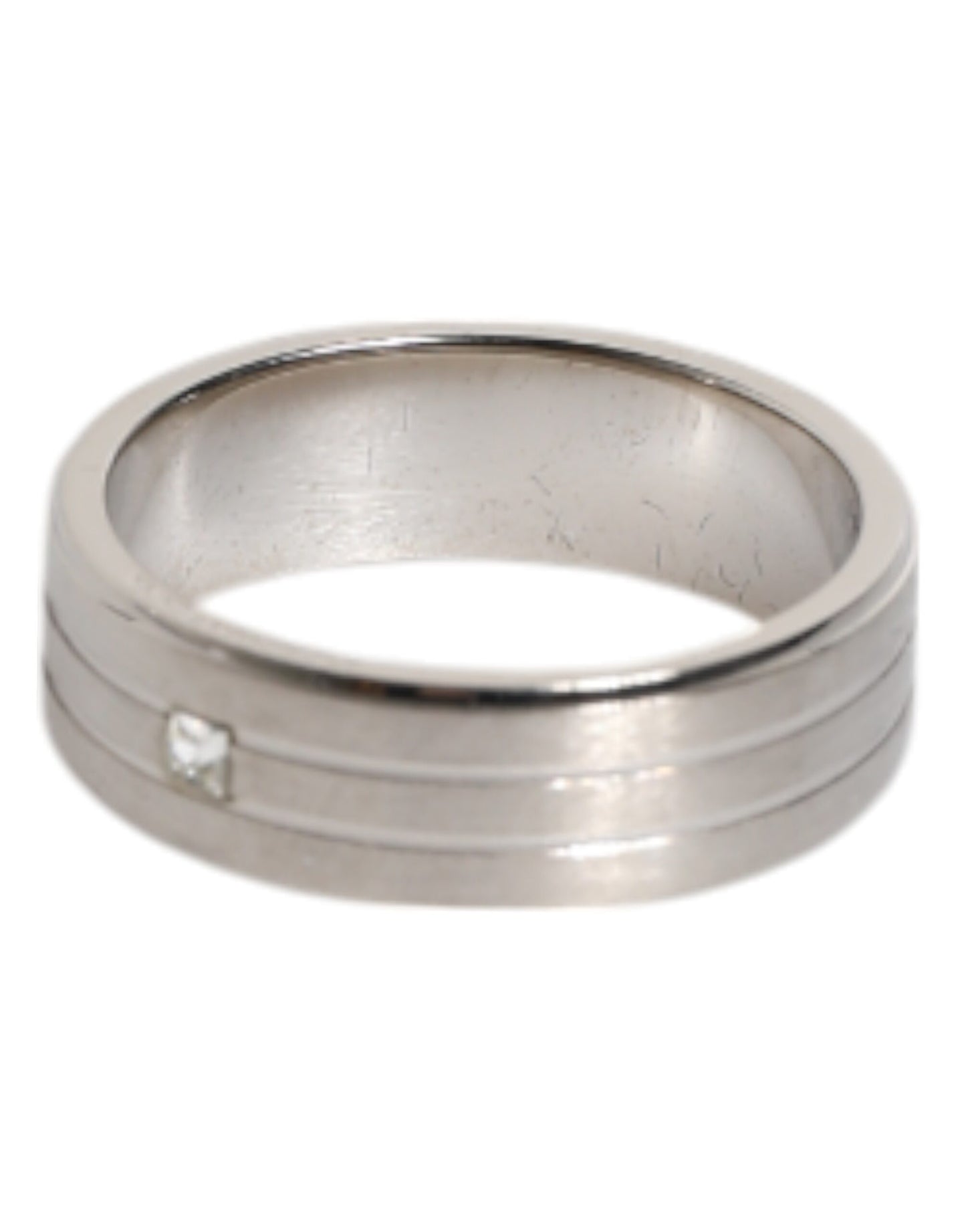 Anillo con el logotipo DG de Dolce & Gabbana en latón plateado y cristales transparentes