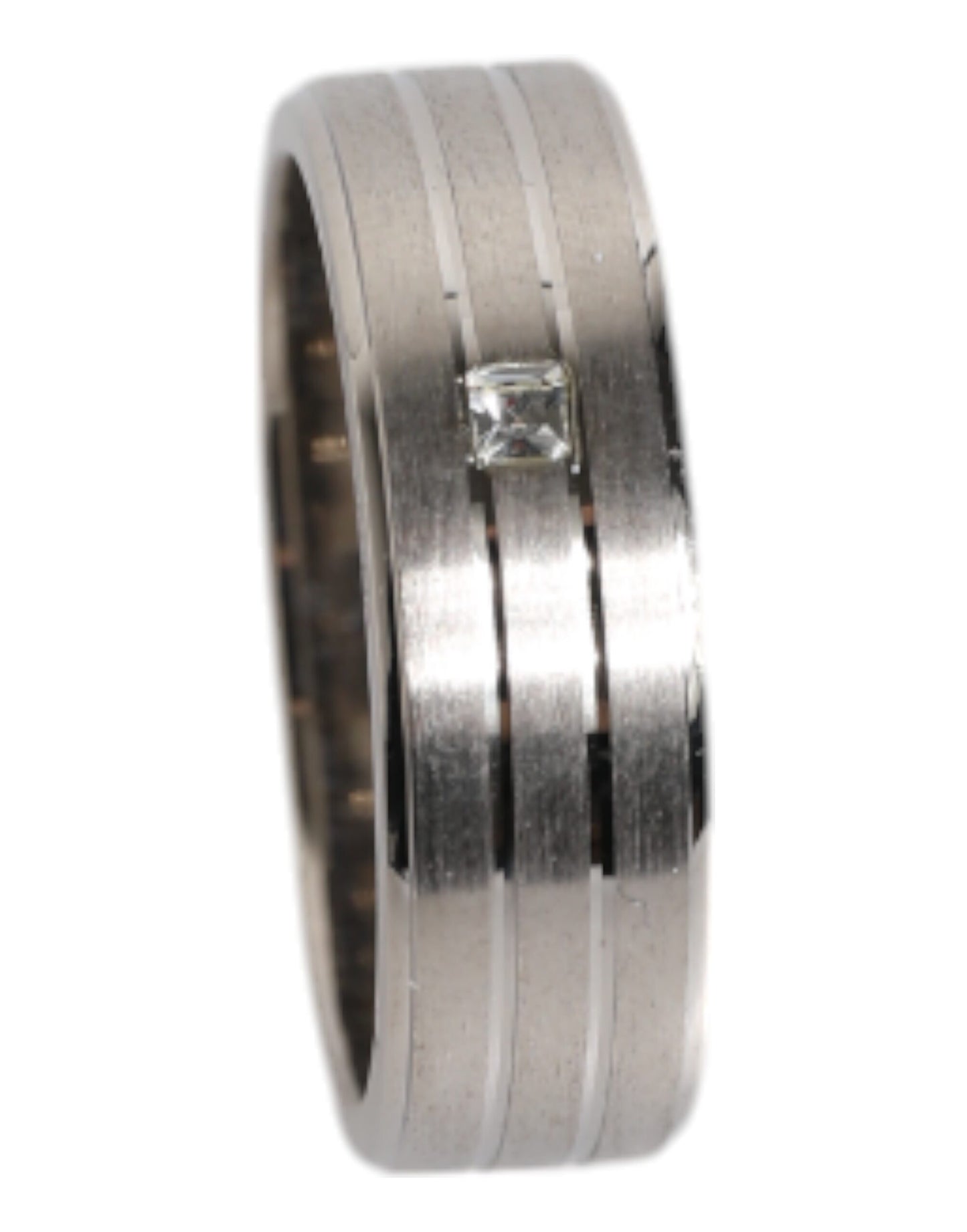 Anillo con el logotipo DG de Dolce & Gabbana en latón plateado y cristales transparentes
