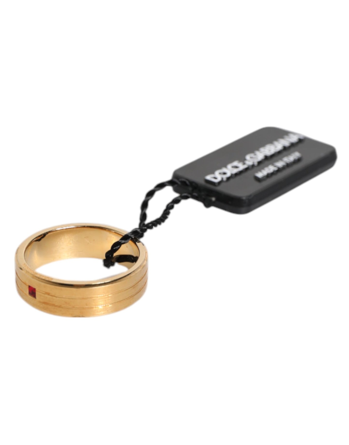 Anillo con el logotipo DG de Dolce & Gabbana en latón dorado y cristales rojos