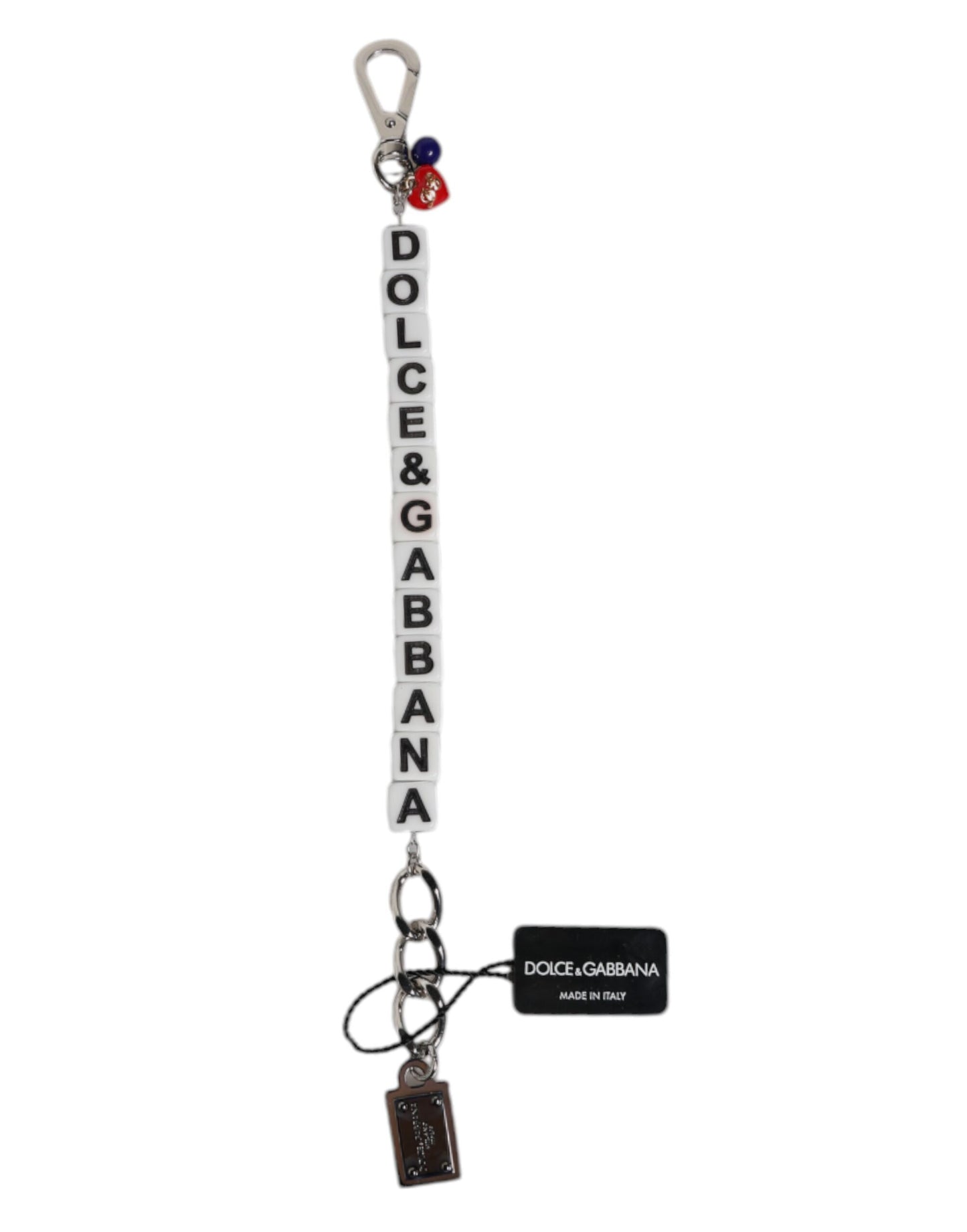 Pulsera Dolce & Gabbana con dije de dados y cadena de latón plateado adornada con el logotipo