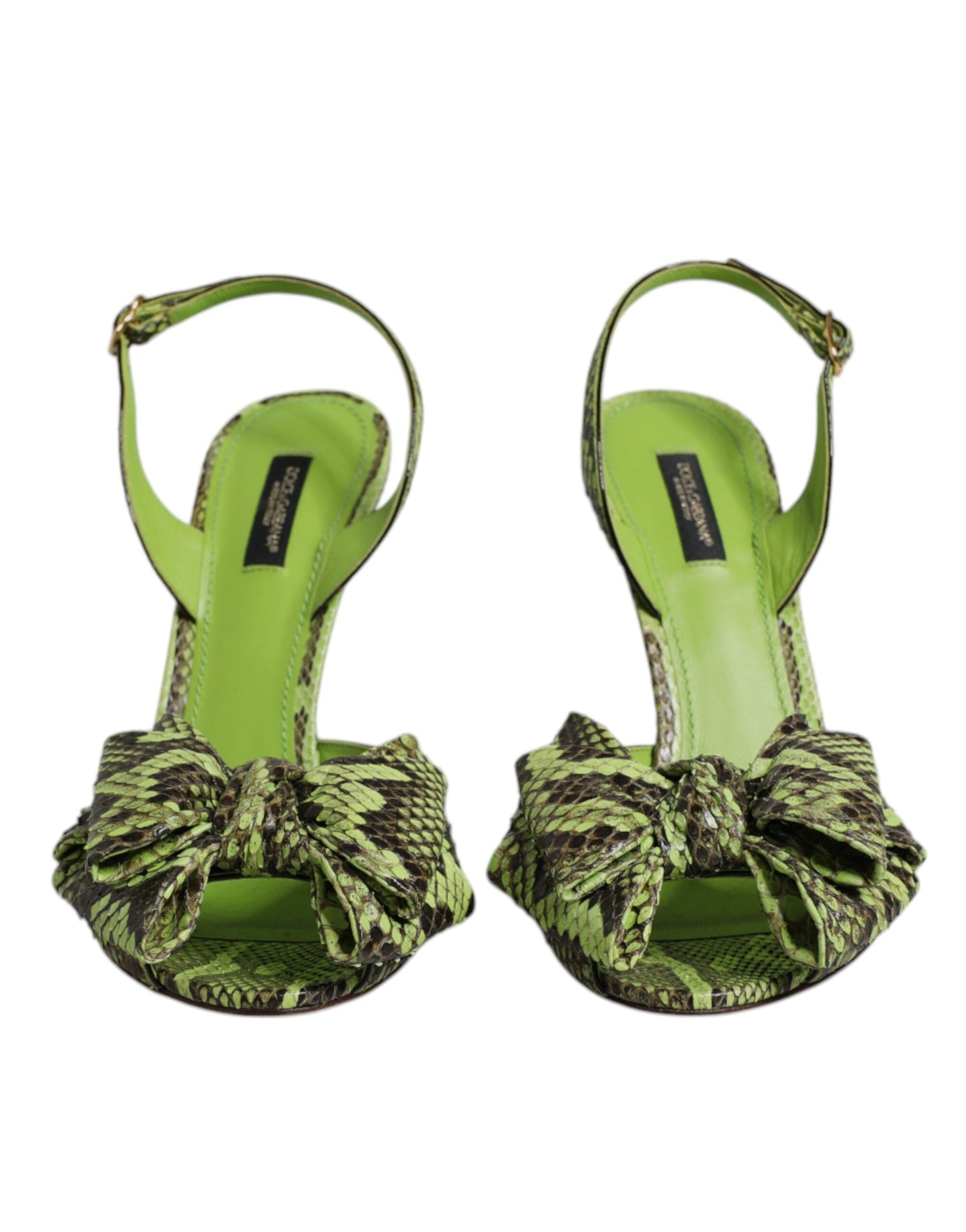 Sandalias de tacón de piel de pitón verde de Dolce & Gabbana