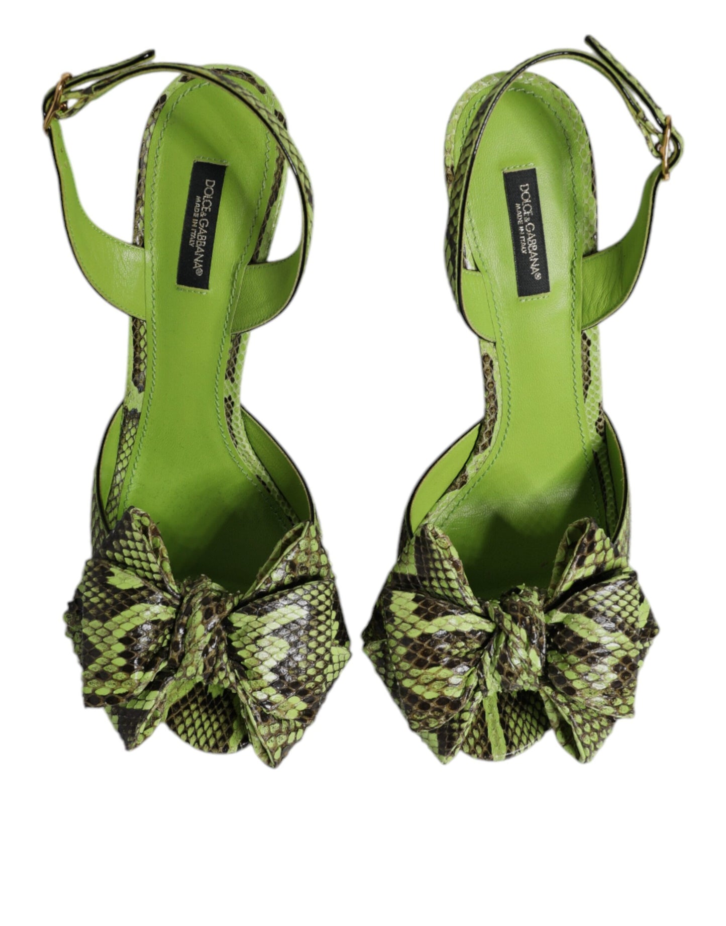 Sandalias de tacón de piel de pitón verde de Dolce & Gabbana