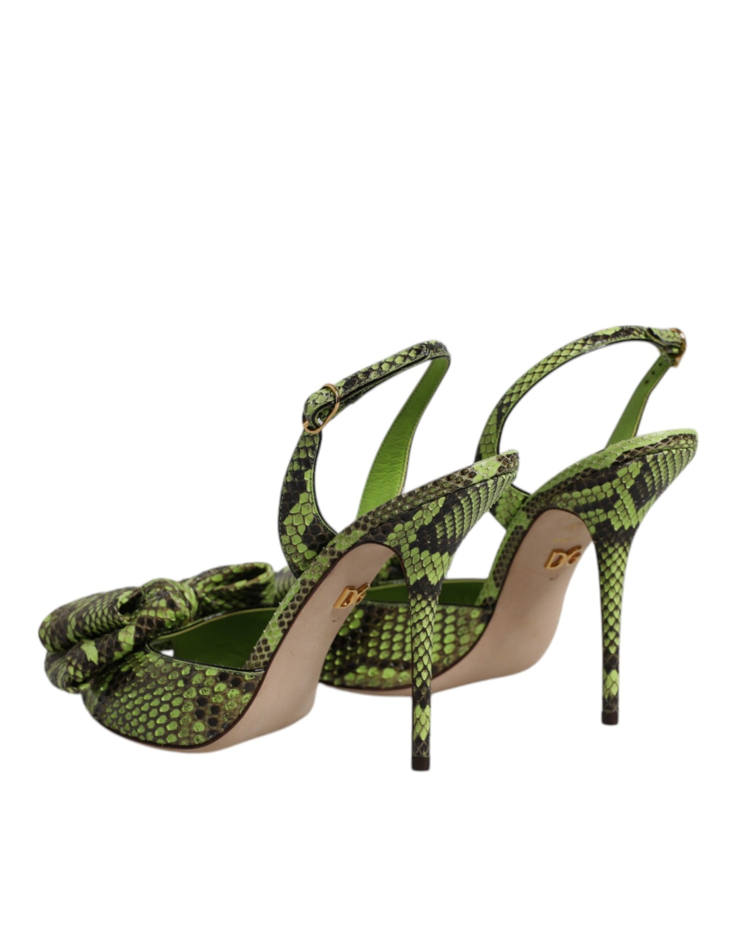 Sandalias de tacón de piel de pitón verde de Dolce & Gabbana