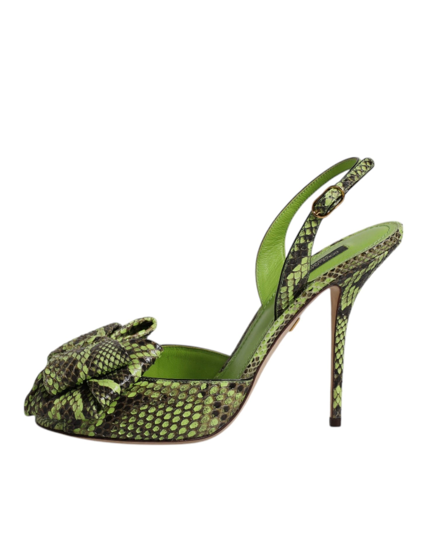 Sandalias de tacón de piel de pitón verde de Dolce & Gabbana
