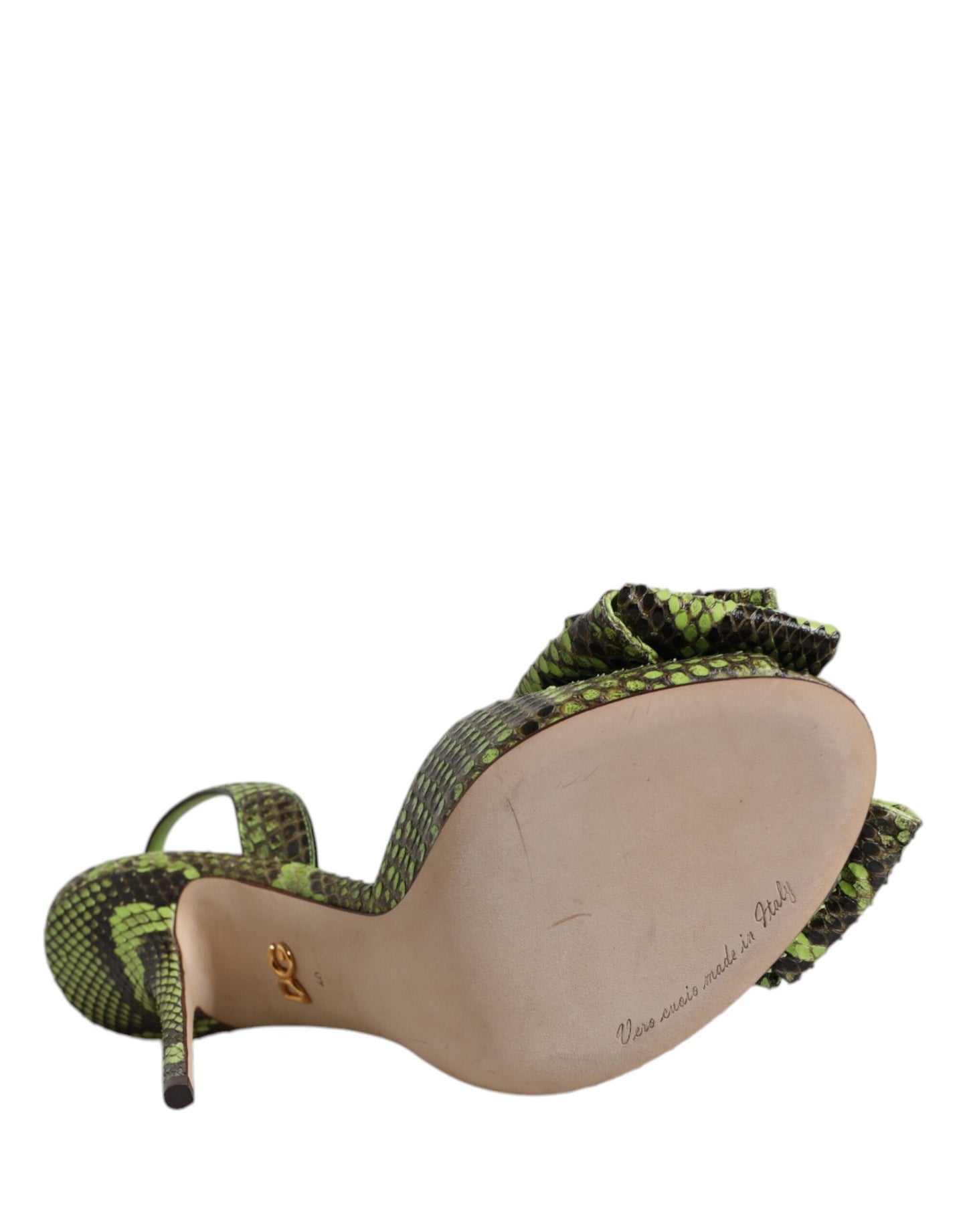 Sandalias de tacón de piel de pitón verde de Dolce & Gabbana
