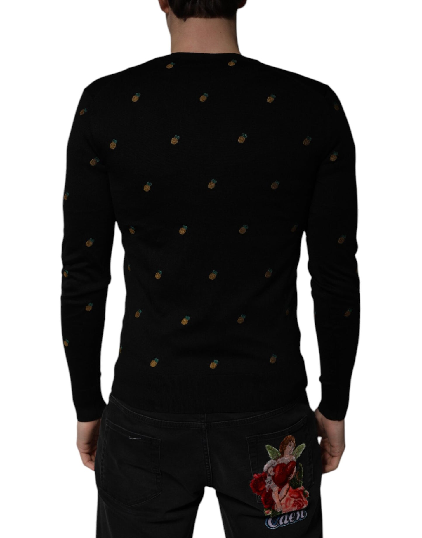 Suéter de cuello redondo con piña negra de Dolce & Gabbana