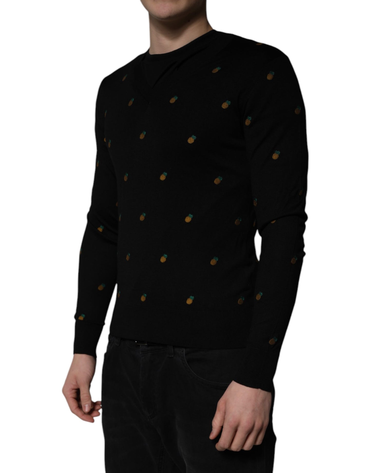 Suéter de cuello redondo con piña negra de Dolce & Gabbana