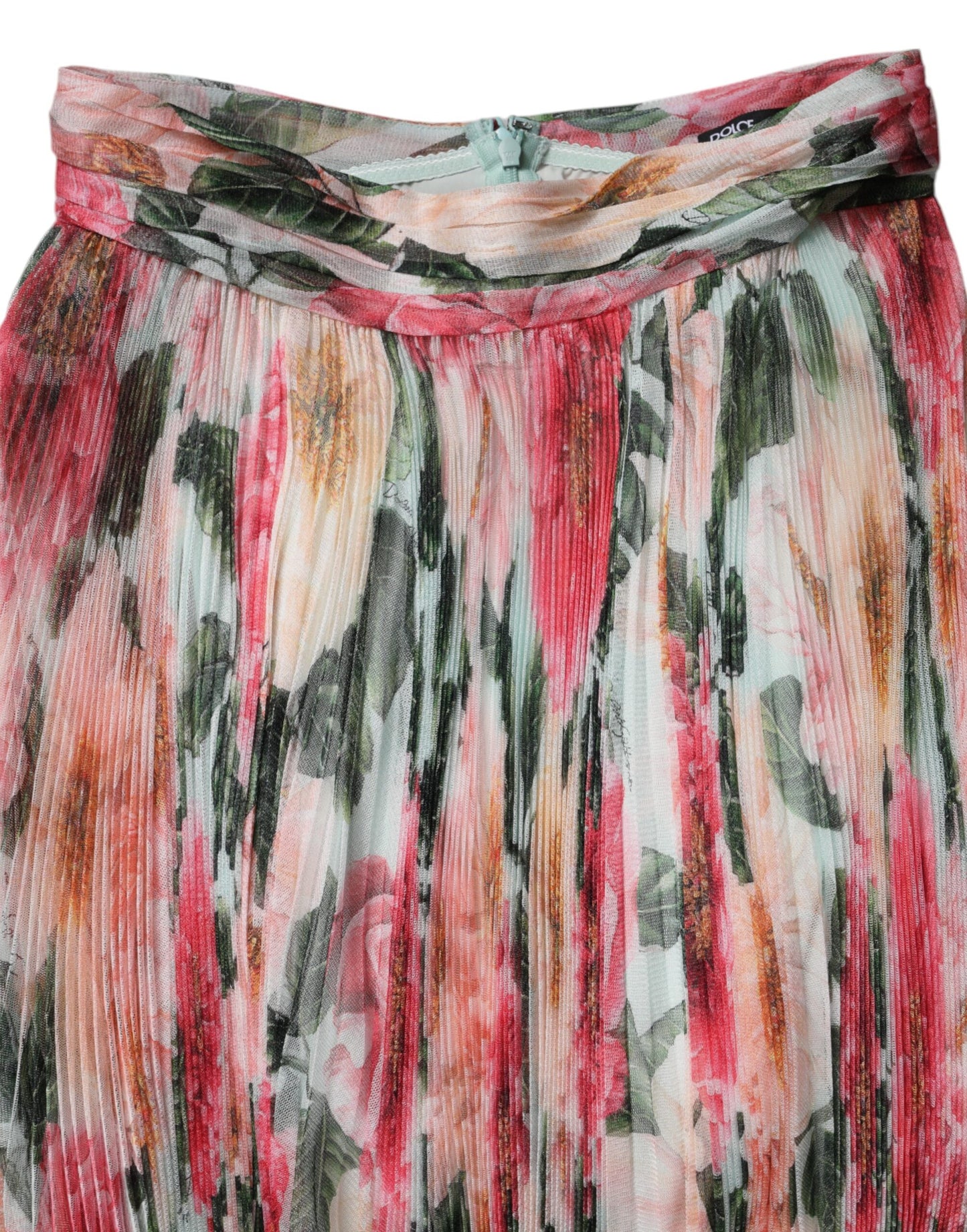 Falda midi de cintura alta con estampado floral de seda multicolor de Dolce & Gabbana