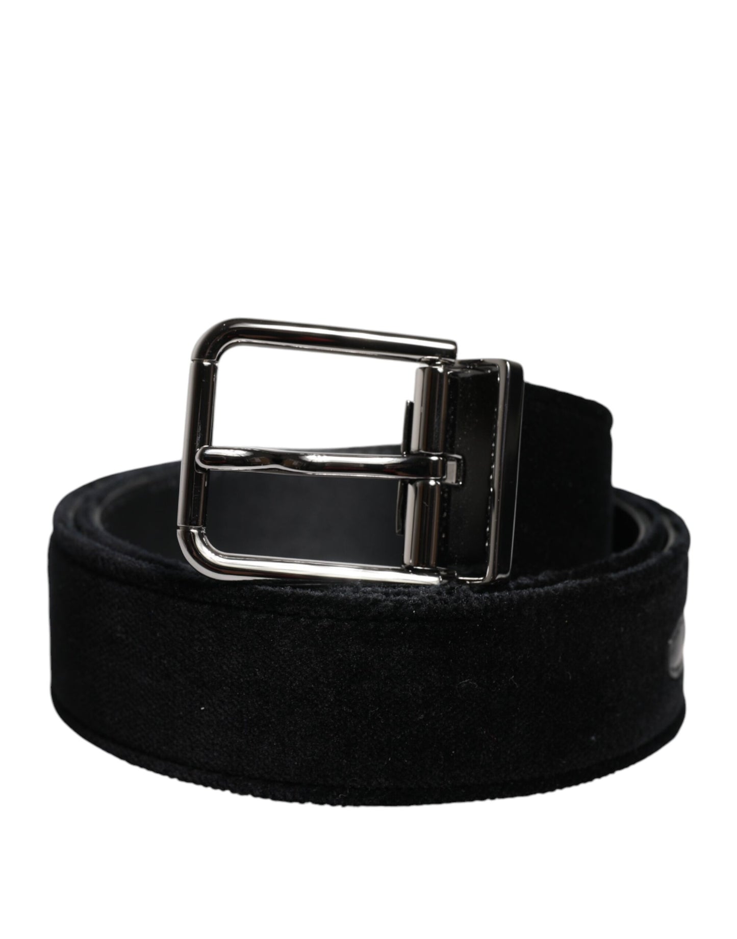 Cinturón de algodón negro con hebilla metálica plateada de Dolce & Gabbana