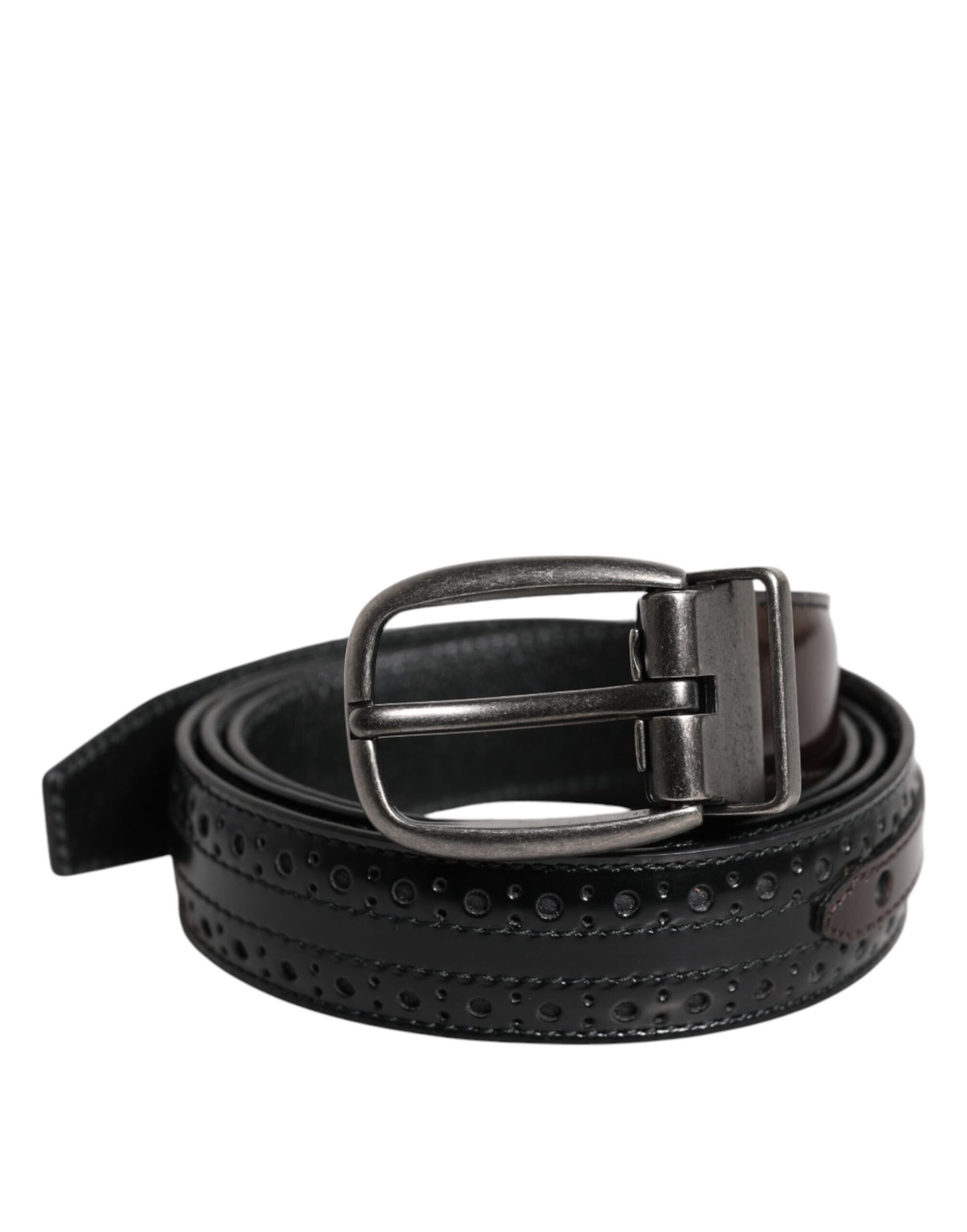 Cinturón clásico con hebilla metálica de cuero marrón y negro de Dolce & Gabbana