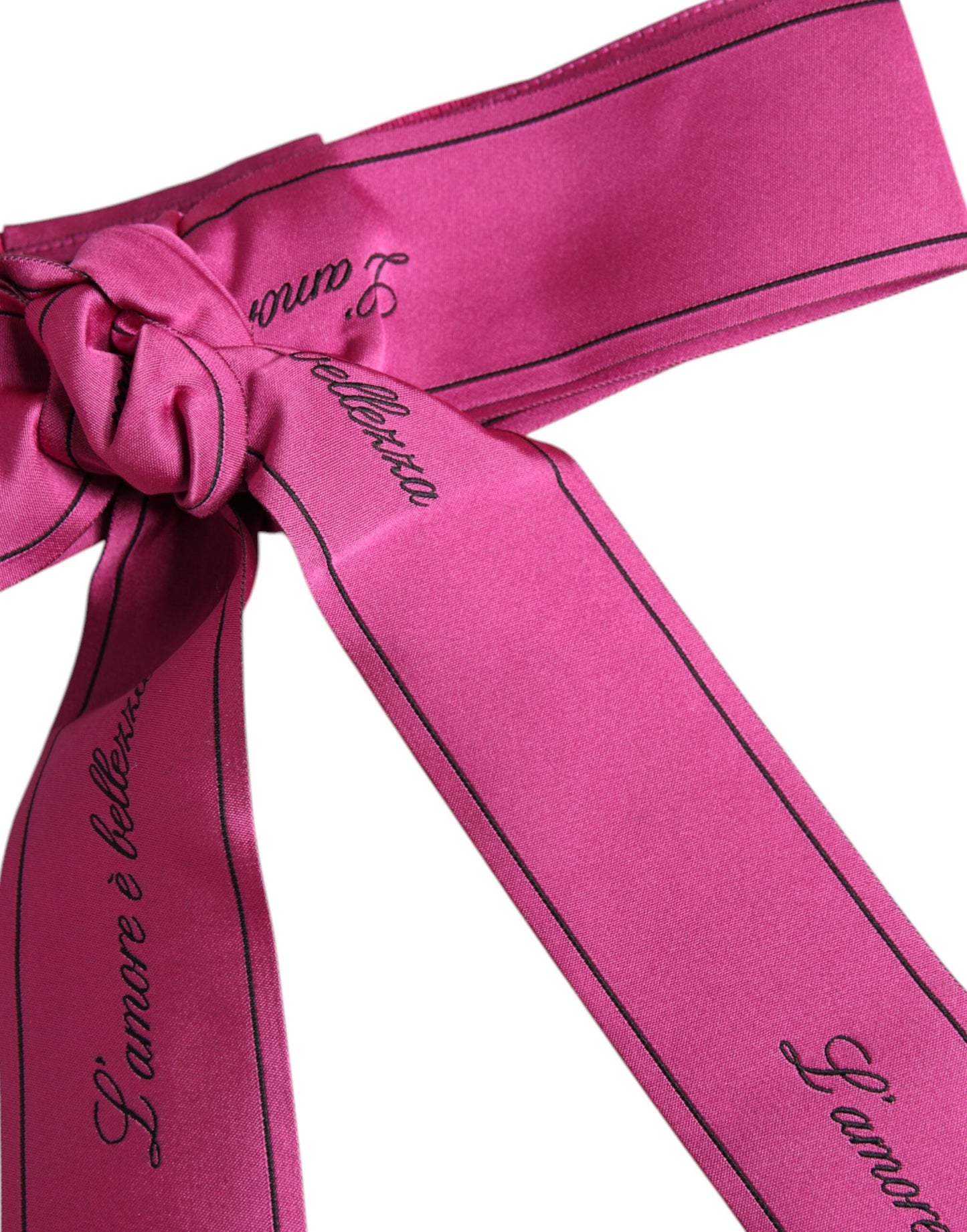 Dolce & Gabbana Pink Waist Ribbon Wide Bow Logo Belt