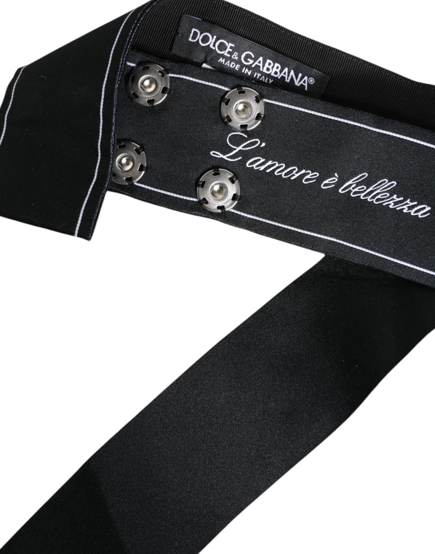 Cinturón negro con lazo ancho y logotipo de Dolce & Gabbana