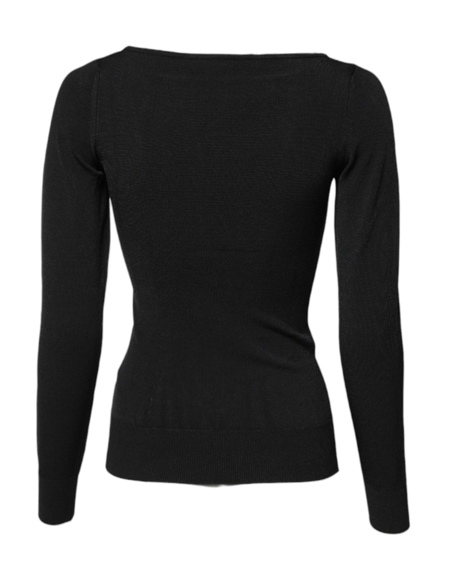 Top tipo jersey de manga larga de viscosa negra de Dolce & Gabbana