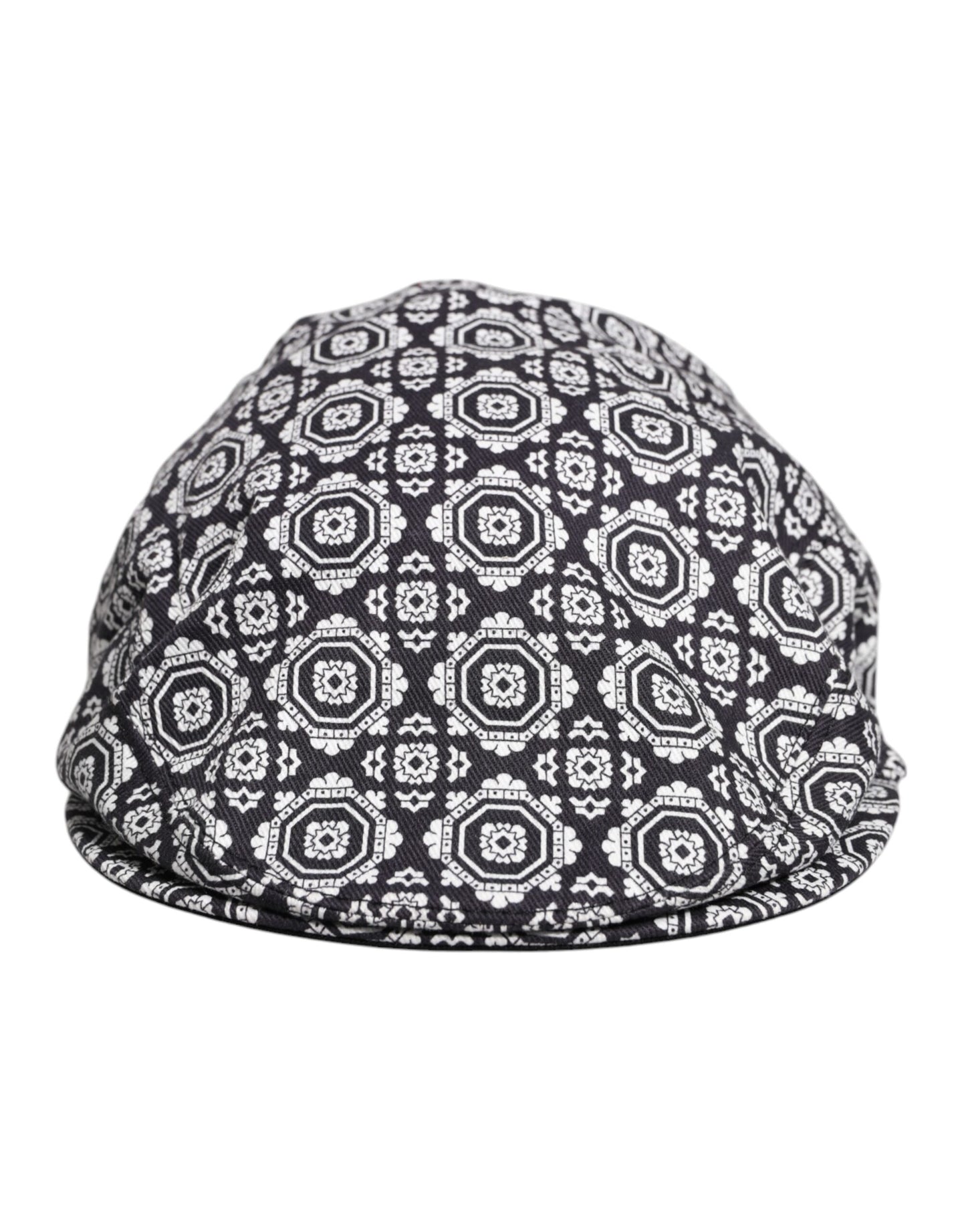 Dolce & Gabbana Black White Printed Newsboy Capello Cabbie Hat