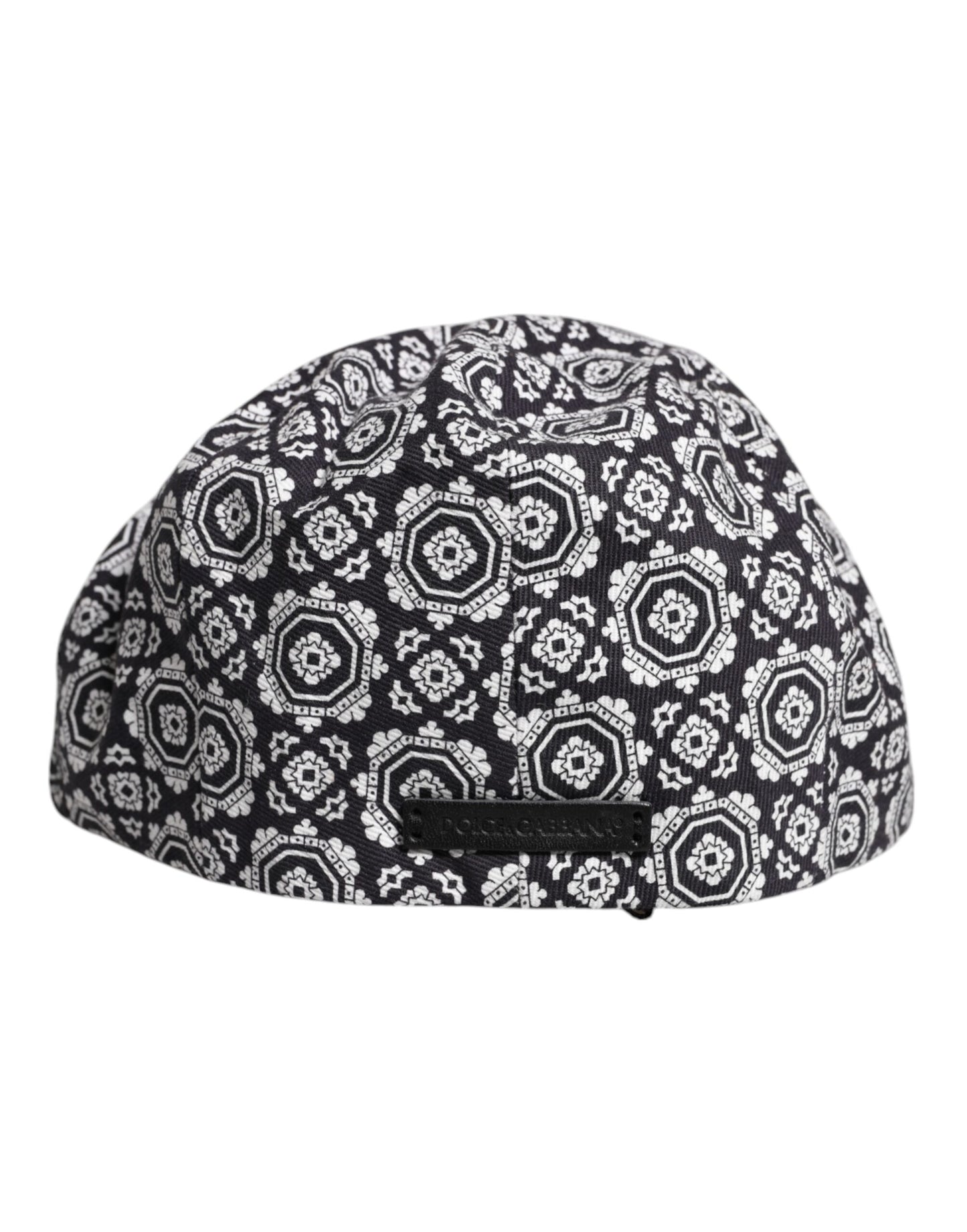 Dolce & Gabbana Black White Printed Newsboy Capello Cabbie Hat