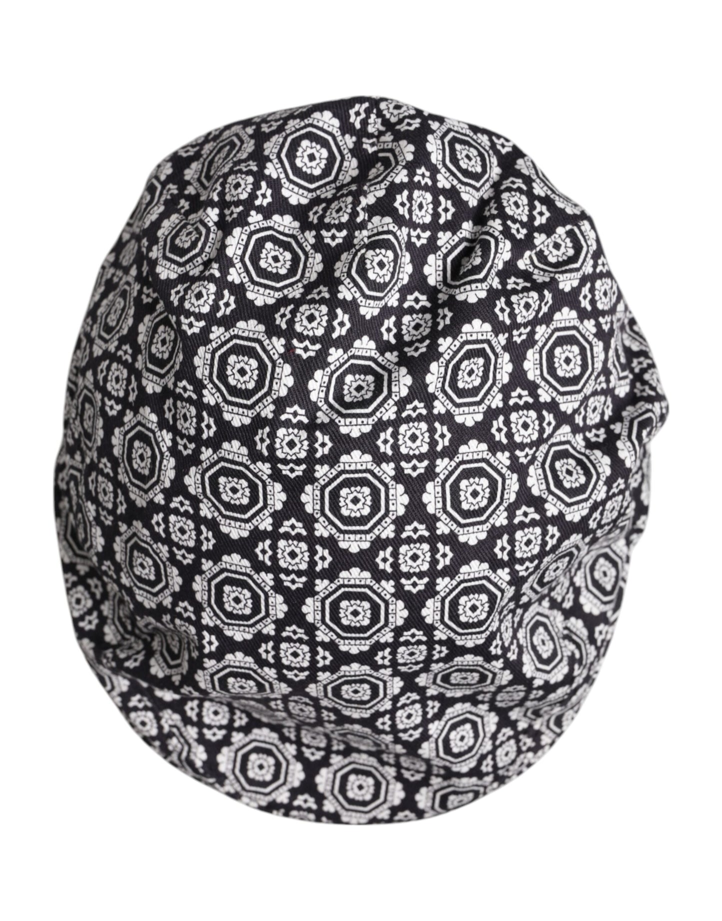 Dolce & Gabbana Black White Printed Newsboy Capello Cabbie Hat
