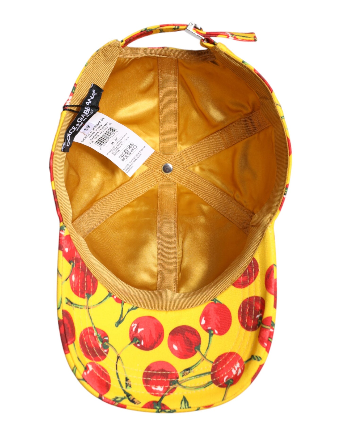 Gorra de béisbol Dolce & Gabbana de algodón amarillo con estampado de 6 paneles