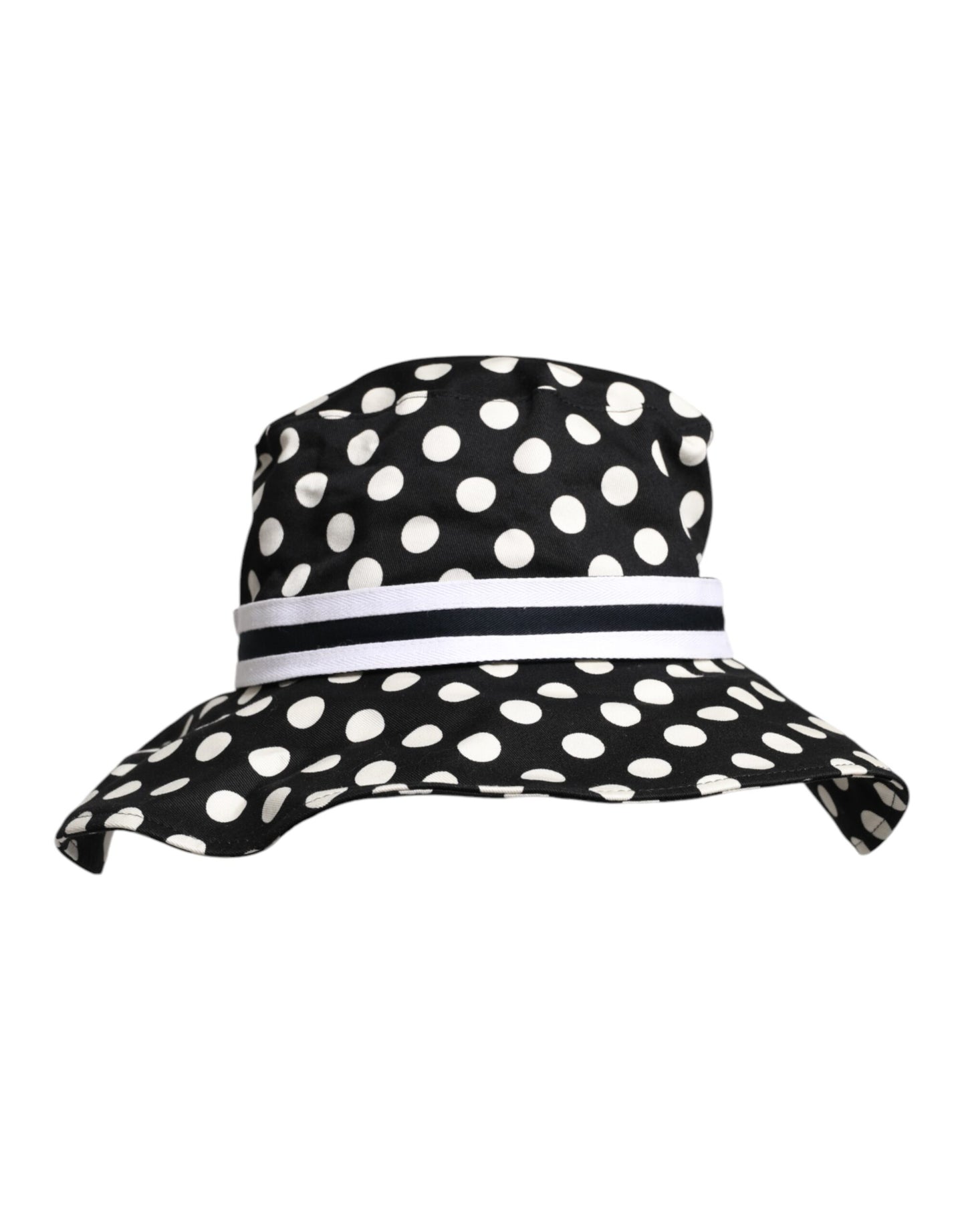 Dolce & Gabbana Black White Polka Dot Wide Brim Bucket Hat