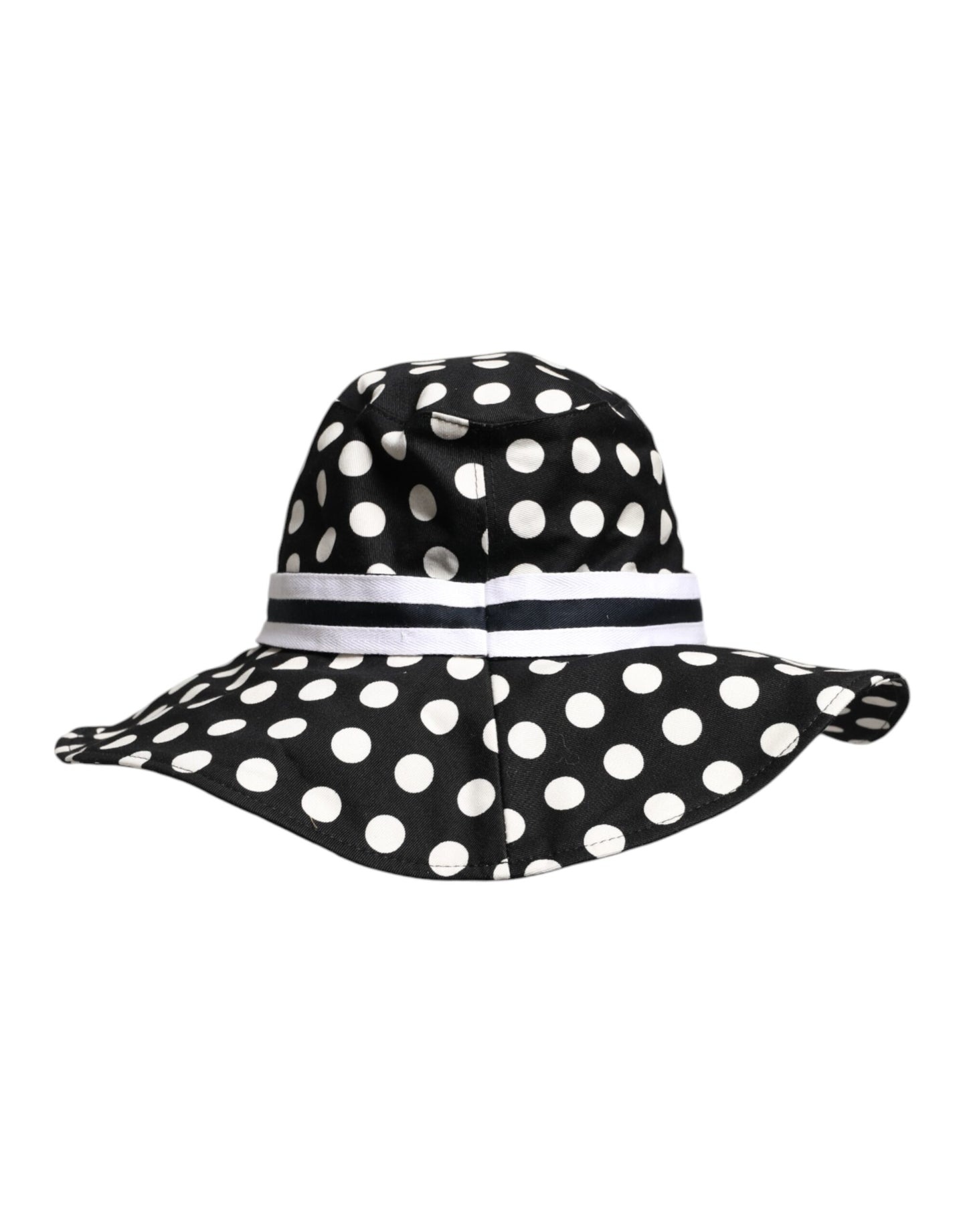 Dolce & Gabbana Black White Polka Dot Wide Brim Bucket Hat