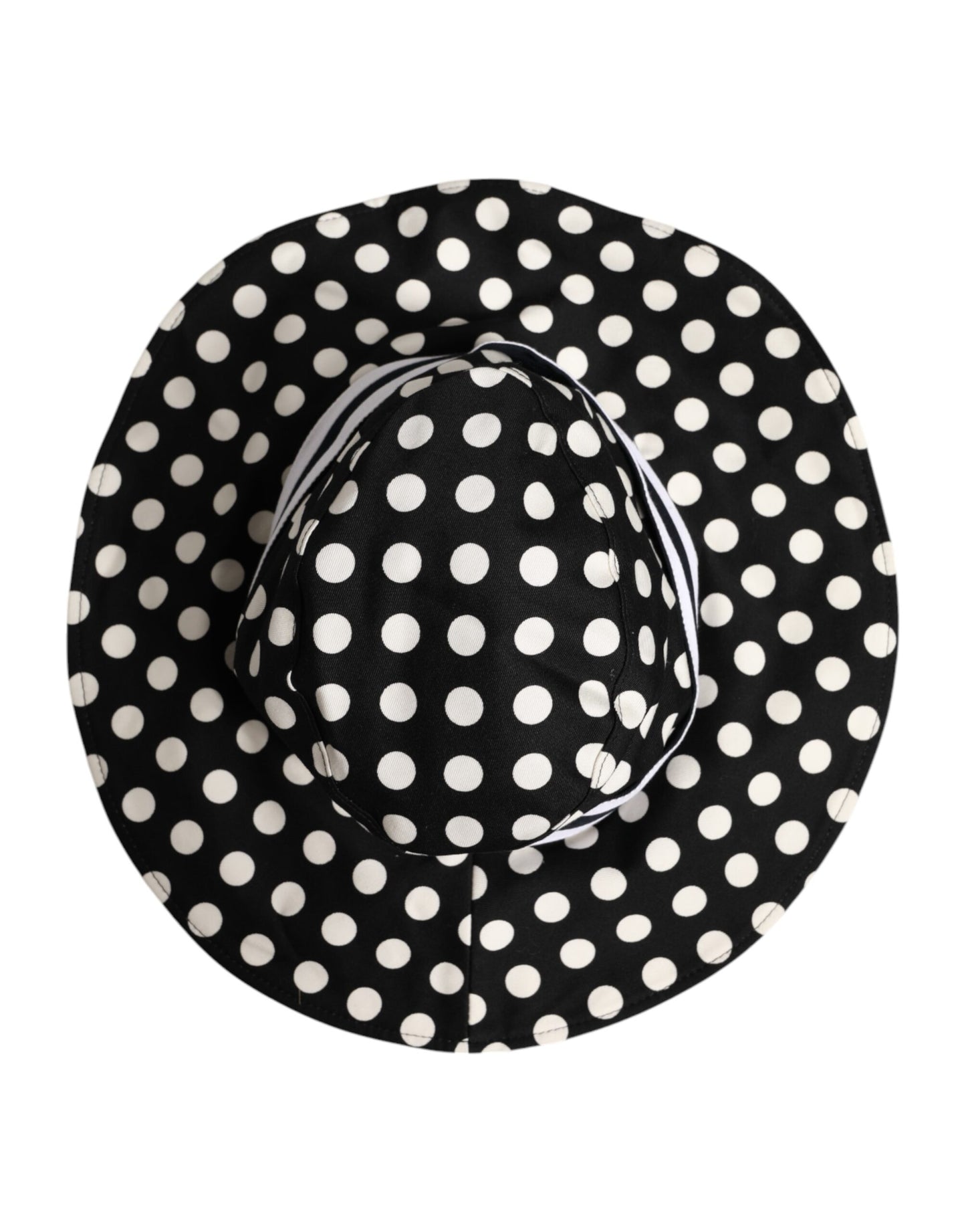 Dolce & Gabbana Black White Polka Dot Wide Brim Bucket Hat