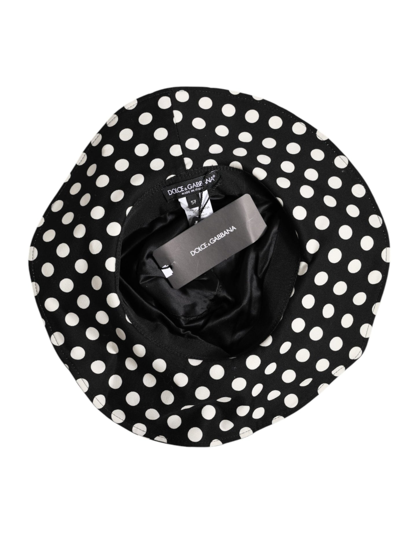 Dolce & Gabbana Black White Polka Dot Wide Brim Bucket Hat